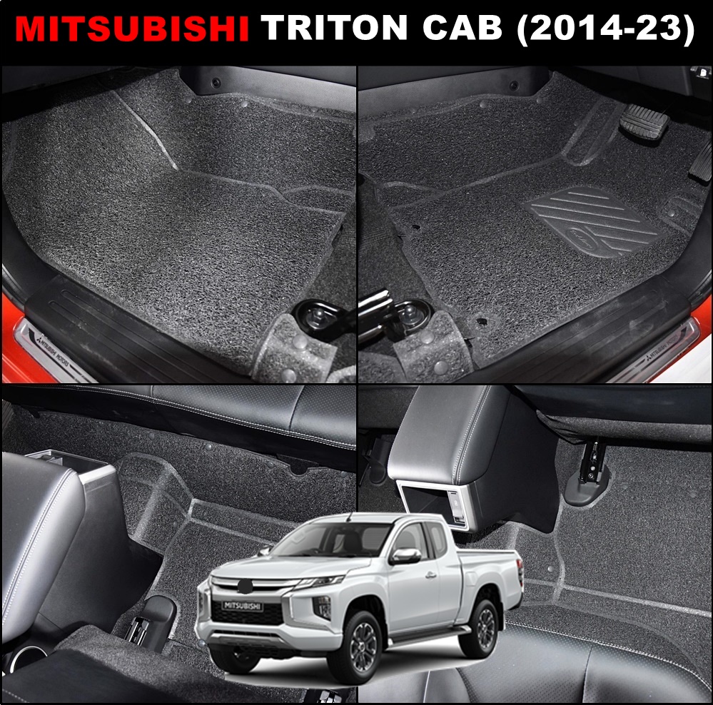 พรมดักฝุ่นไวนิล MITSUBISHI TRITON CAB ปี2014-23 พรมไวนิลไตรตัน รีดขอบ เข้ารูป เต็มคัน