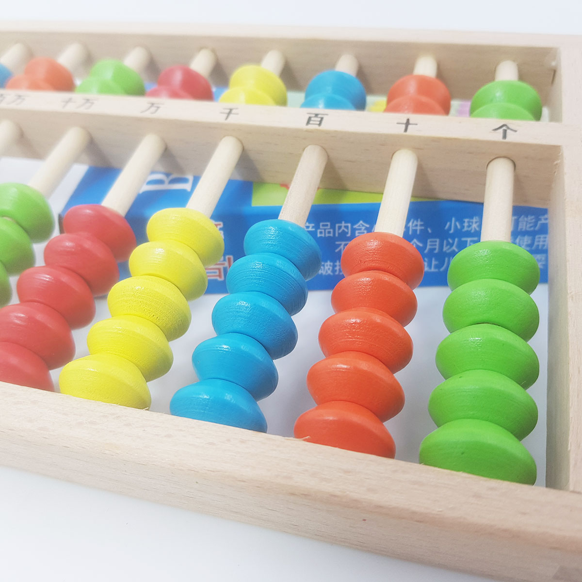ลูกคิดไม้10หลักสำหรับเด็กเล็ก5สี Beech Abacus ลูกคิดไม้บีช