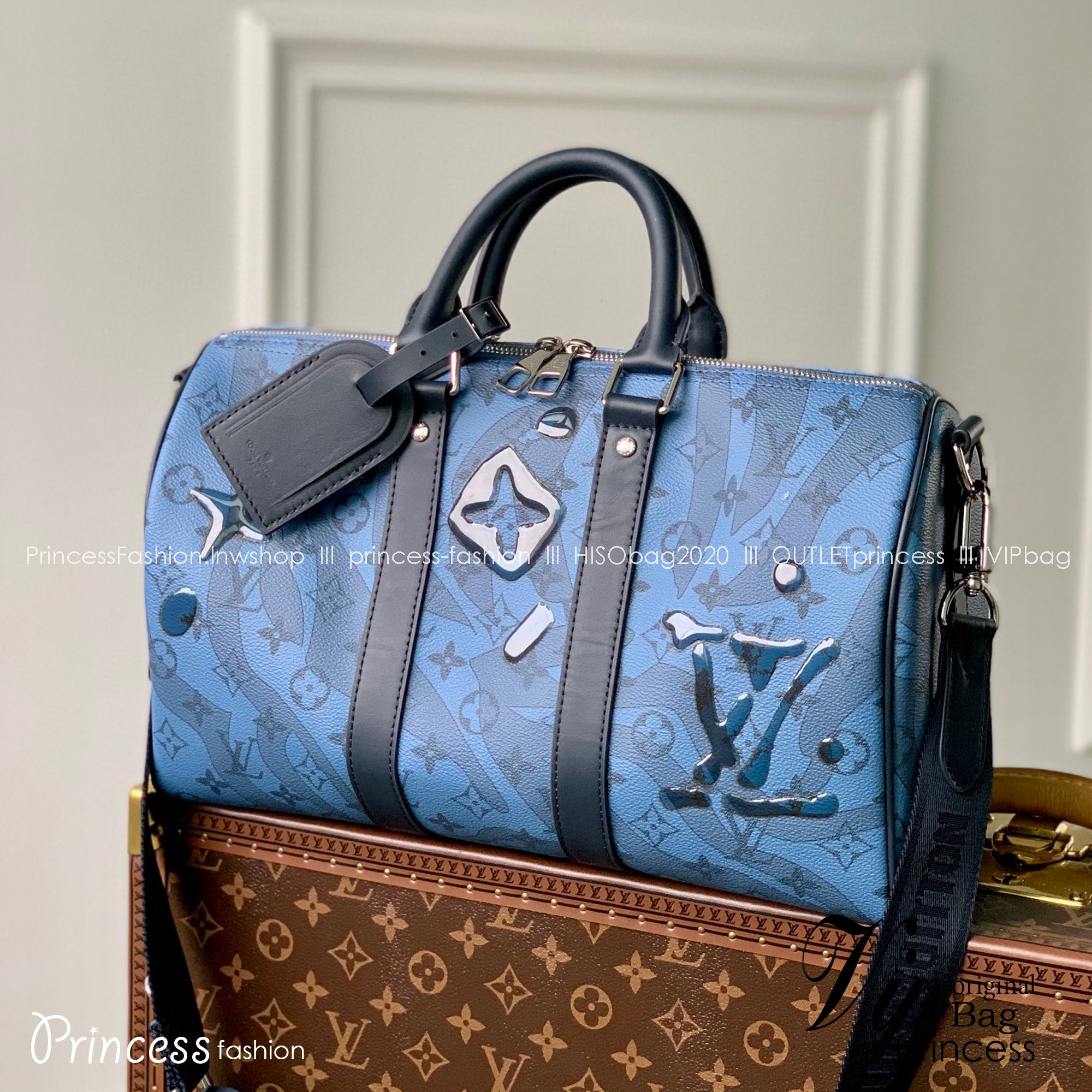LV Keepall Bandoulière 35 Abyss Blue Monogram Aquagarden / LV Travel Bag เกรดท็อปออริจินอล มีความละเอียดของเนื้องานมากที่สุด ปราณีตตรงปกทุกใบ ใช้สลับของแท้ได้ ใช้งานต่างประเทศได้ เข้าออกผ่านทุก ตม. สุดยอดเดอะเบสท์ไอเท็ม สวยหรู ผู้ดี หรูหรา ดูแพงมาแต่ไกล