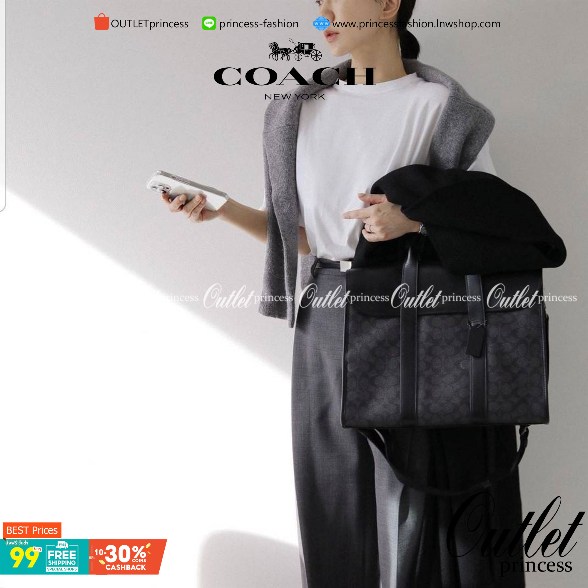 COACH METROPOLITAN PORTFOLIO IN SIGNATURE CANVAS (COACH 39775)🍁 เอาใจสาย smart กับรุ่นยอดฮิต ใช้งานได้ลงตัวสุดๆ ถือว่าเป็นอีกรุ่นที่ถามกันเข้ามาเยอะมากๆ และใช้งานได้ครบฟังก์ชั่นจริงๆ >>วัสดุแคนวาส สลับหนังแท้ หนังคุณภาพมากๆ มีสายสะพายยาว ถอด