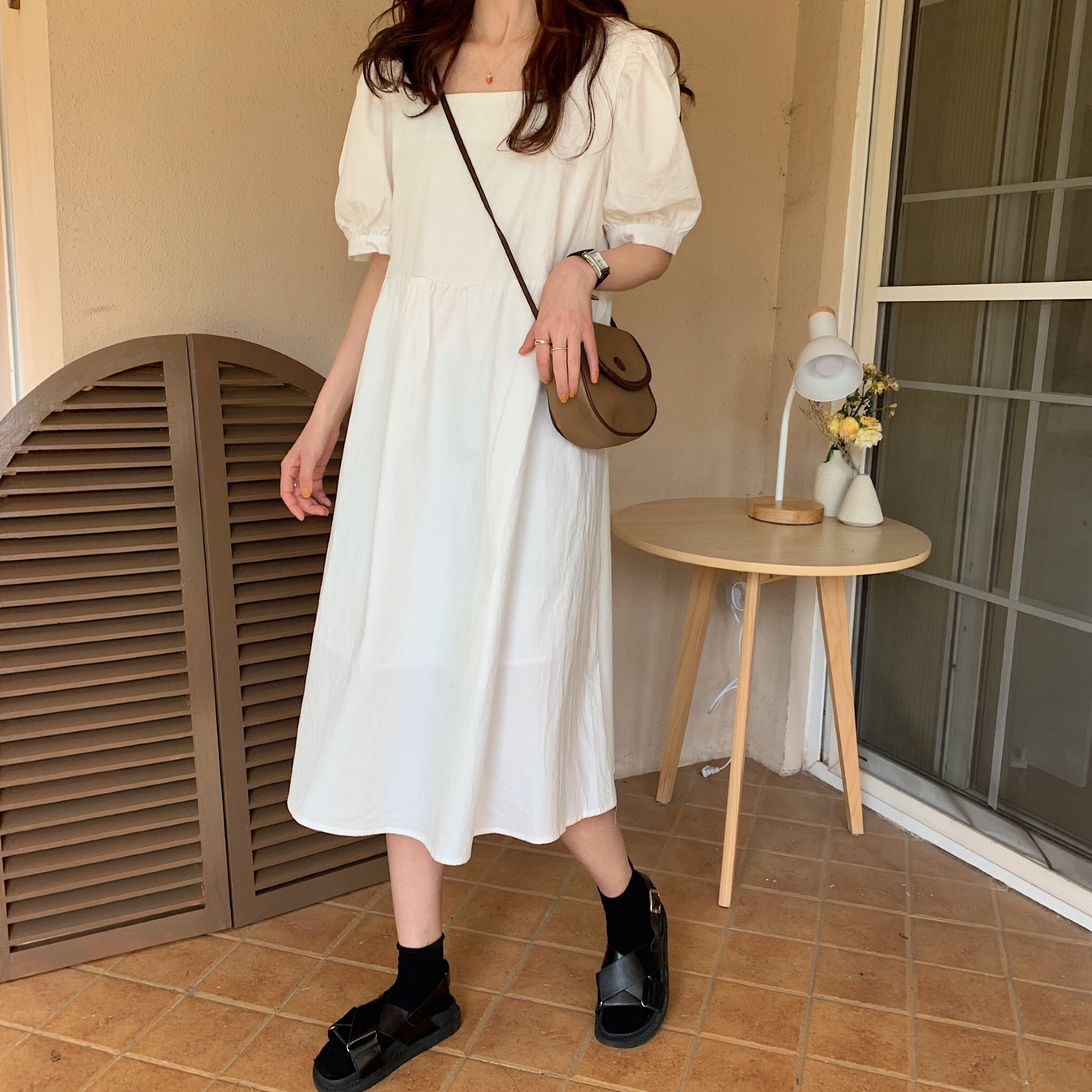 พร้อมส่ง 🌼 White alice dress เดรสแขนสั้น (IN31736)