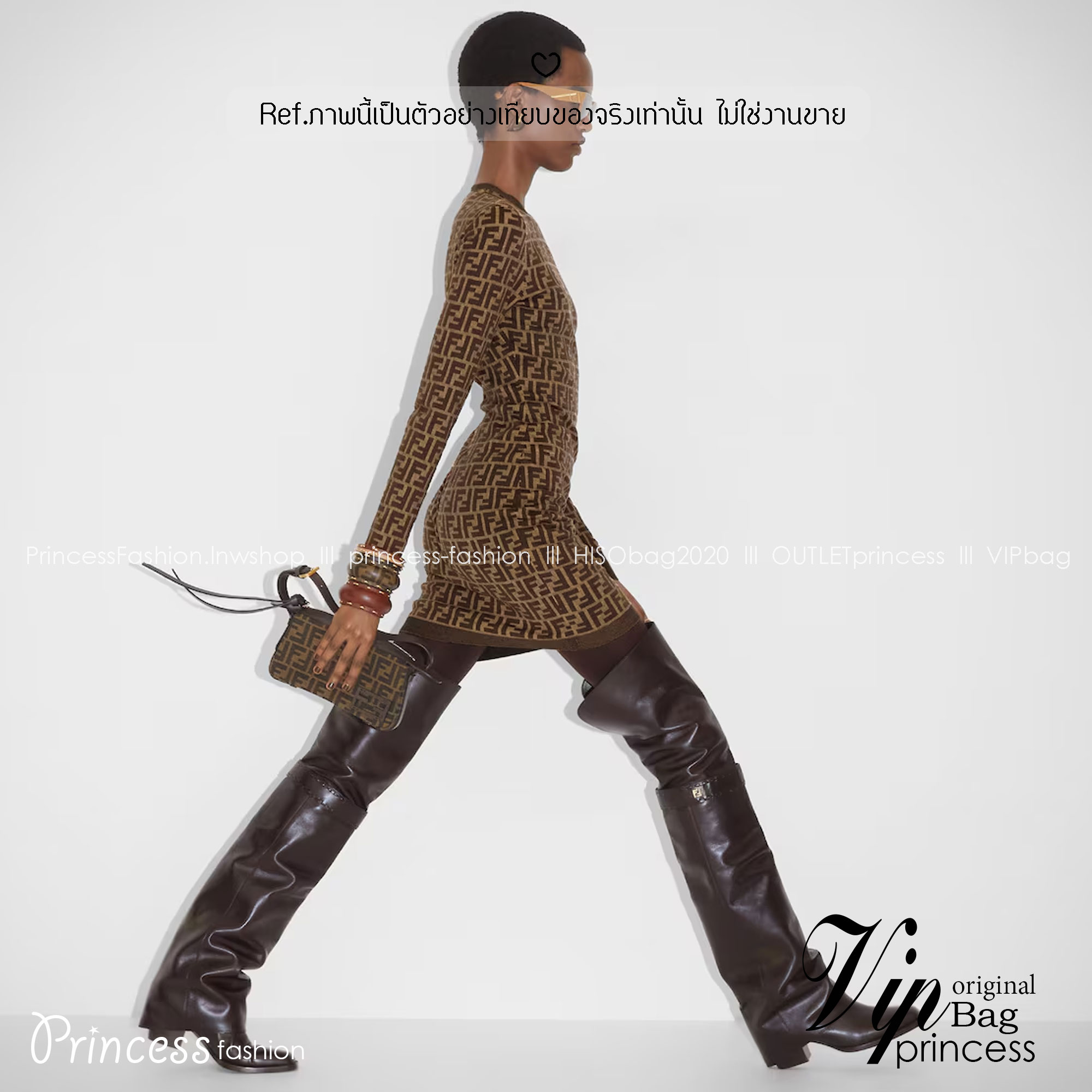 FENDI Simply Mini FF jacquard fabric bag กระเป๋าสะพายไซส์เล็ก กึ่งคลัทช์ มาพร้อมสายสะพายยาว จะถือใบเดี่ยวหรือสะพายข้าง ก็สวยเก๋ ไม่ซ้ำใคร