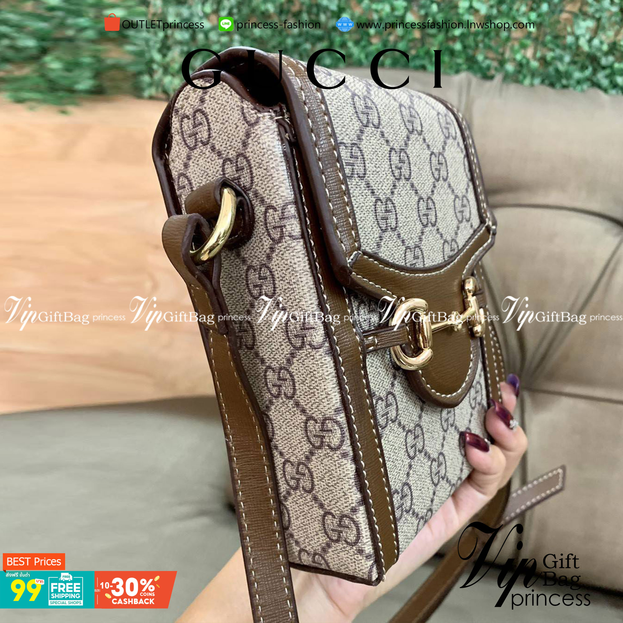 VIP GIFT 】หนังแท้ GUCCI Horsebit 1955 mini bag กระเป๋าสะพาย กระเป๋าใส่โทรศัพท์ งานแฟชั่นคลาสสิก ขอบหนังวัวแท้สีน้ำตาล อะไหล่สวย ดีไซต์สัญลักษณ์วงแหวนตามแบบฉบับ GUCCI มาพร้อมกล่องแบรนด์และสายสะพายยาวที่สามารถปรับระดับได้ พร้อมส่งให้สะพาย สวยๆ กันแล้ววันนี้
