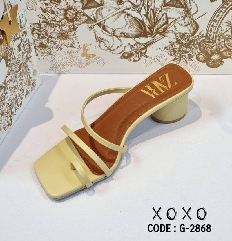 ZARA Shoes รองเท้างานสวม คาดนิ้วโป้ง วัสดุหนัง PU น้ำหนักเบา ส้นทรงกระบอกทรงกลม สวยเก๋ แมทส์ชุดง่าย สวย เลิศ ราคาสบายกระเป๋ามากจร้า