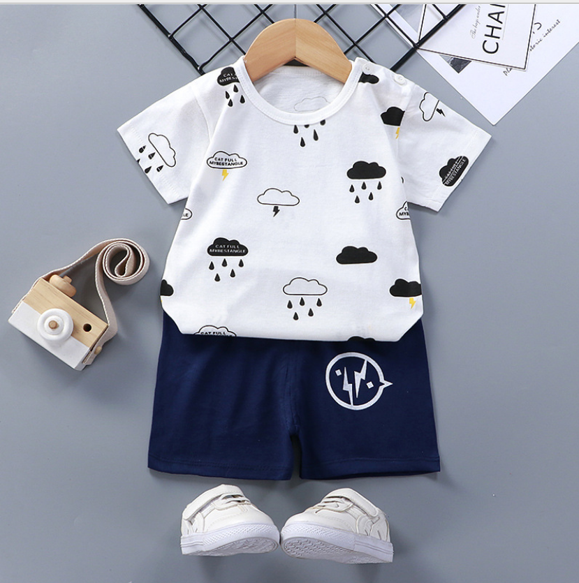 ชุดเสื้อยืดและกางเกงเด็กผ้าคอตตอนแท้ ใส่สบายไม่ร้อน ชุดเด็ก 6 เดือน - 7 ขวบ