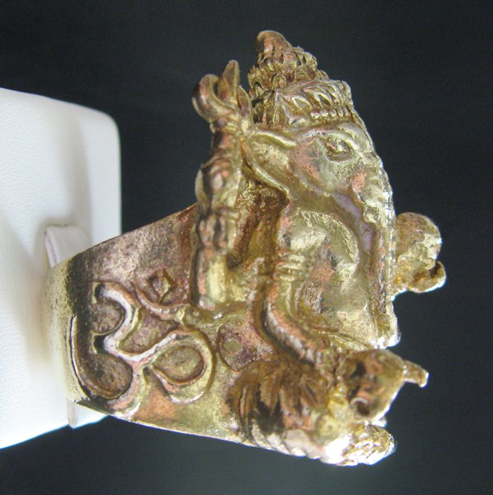 สินค้าหมดค่ะ แหวนพระพิฆเนศทองเหลือง เทพเจ้าแห่งความสำเร็จพร้อมใบคาถา แบบ5ค่ะ