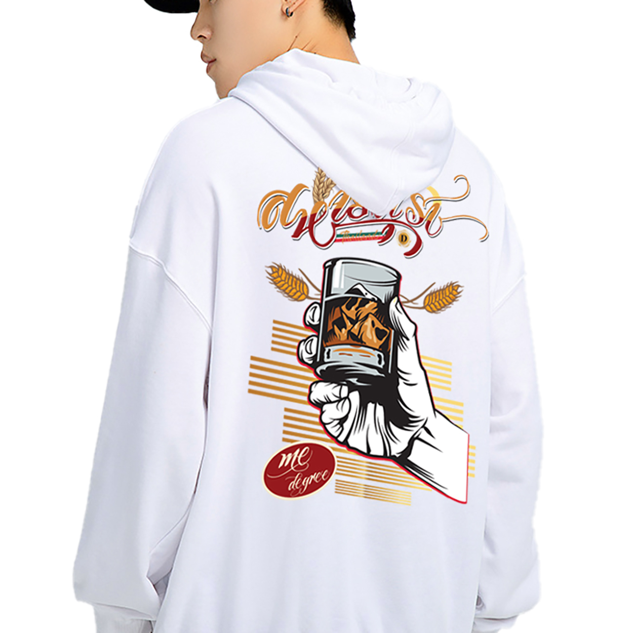 77DESIGN เสื้อฮูด เสื้อกันหนาว สหายสุรา เพื่อนสำคัญเสมอ สีขาว