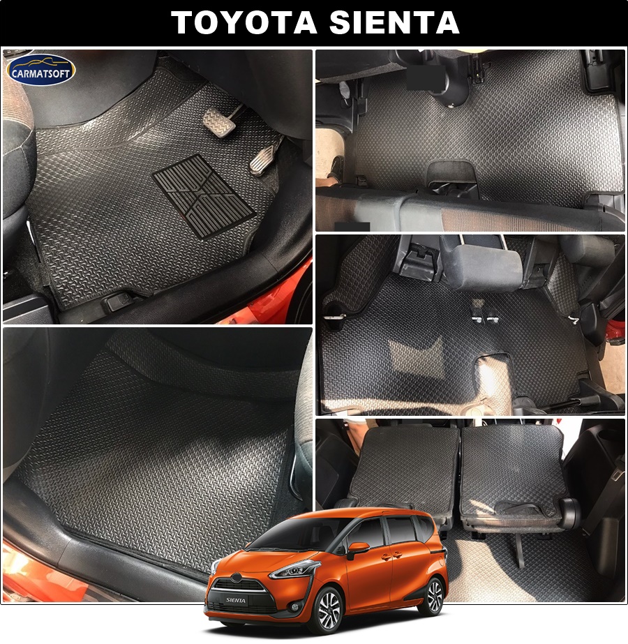 พรมปูพื้นรถยนต์TOYOTA SIENTA พรมลายไบเค่นสีดำ+แผ่นกันสึก เต็มคัน