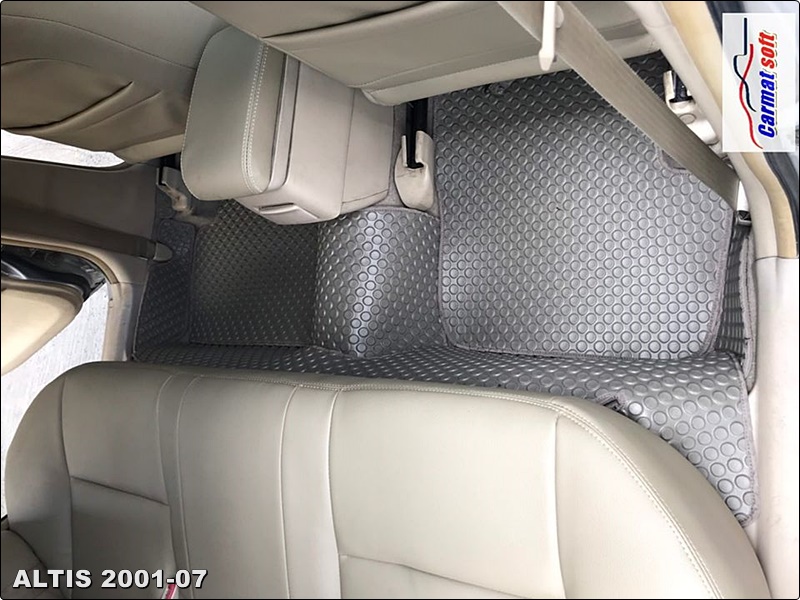 พรมปูพื้นรถยนต์TOYOTA ALTIS 01-07 (หน้าหมู) พรมลายกระดุม สีเทา เต็มคัน