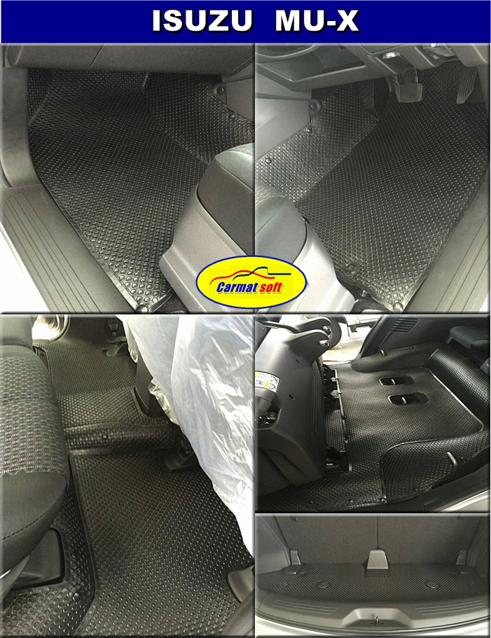 ยางปูพื้นรถยนต์ ISUZU MU-X2014-2019 สีดำ รุ่น Minimat Premium เข้ารูป พรมกระดุมเม็ดเล็ก PVC รีดขอบ