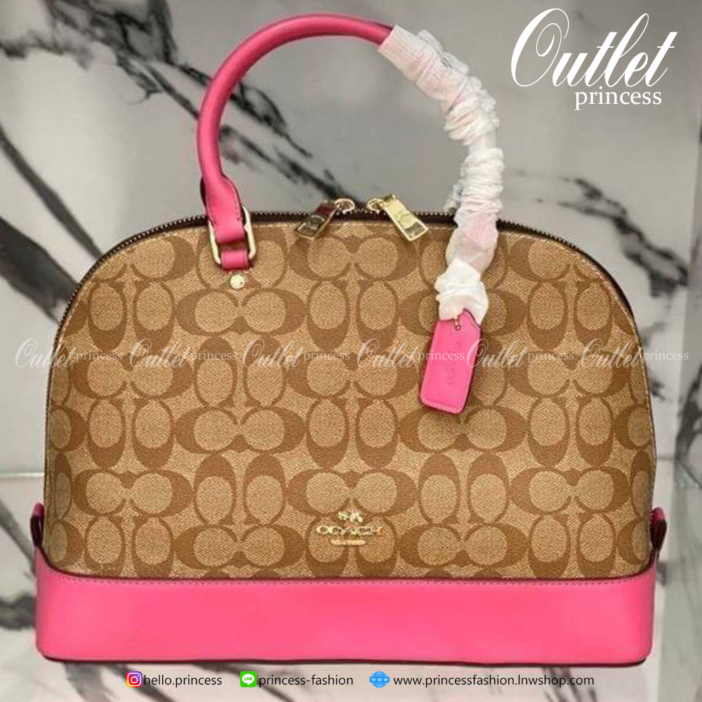 Coach ทรงโดมใหญ่ size 13” SIERRA SATCHEL IN SIGNATURE COACH IMITATION GOLD/BROWN