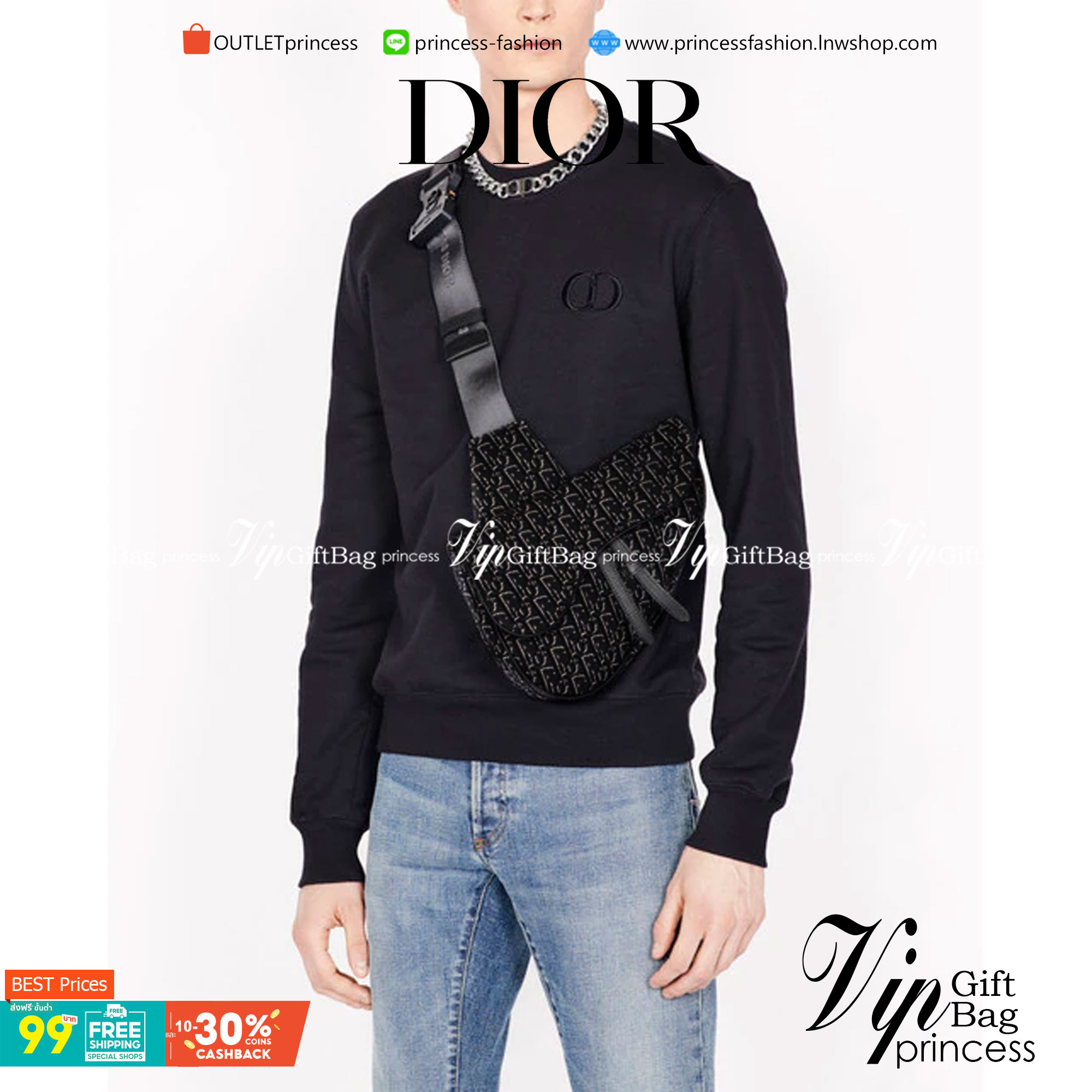 VIP 】𝐂𝐇𝐑𝐈𝐒𝐓𝐈𝐀𝐍 𝐃𝐈𝐎𝐑 SADDLE BAG Black Dior Oblique Jacquard พร้อมส่งที่ไทย 2 สีสุดคลาสสิก กระเป๋าสะพายข้าง สายปรับขนาดได้ จุของได้เยอะ ใช้ได้ทั้งหญิงชาย