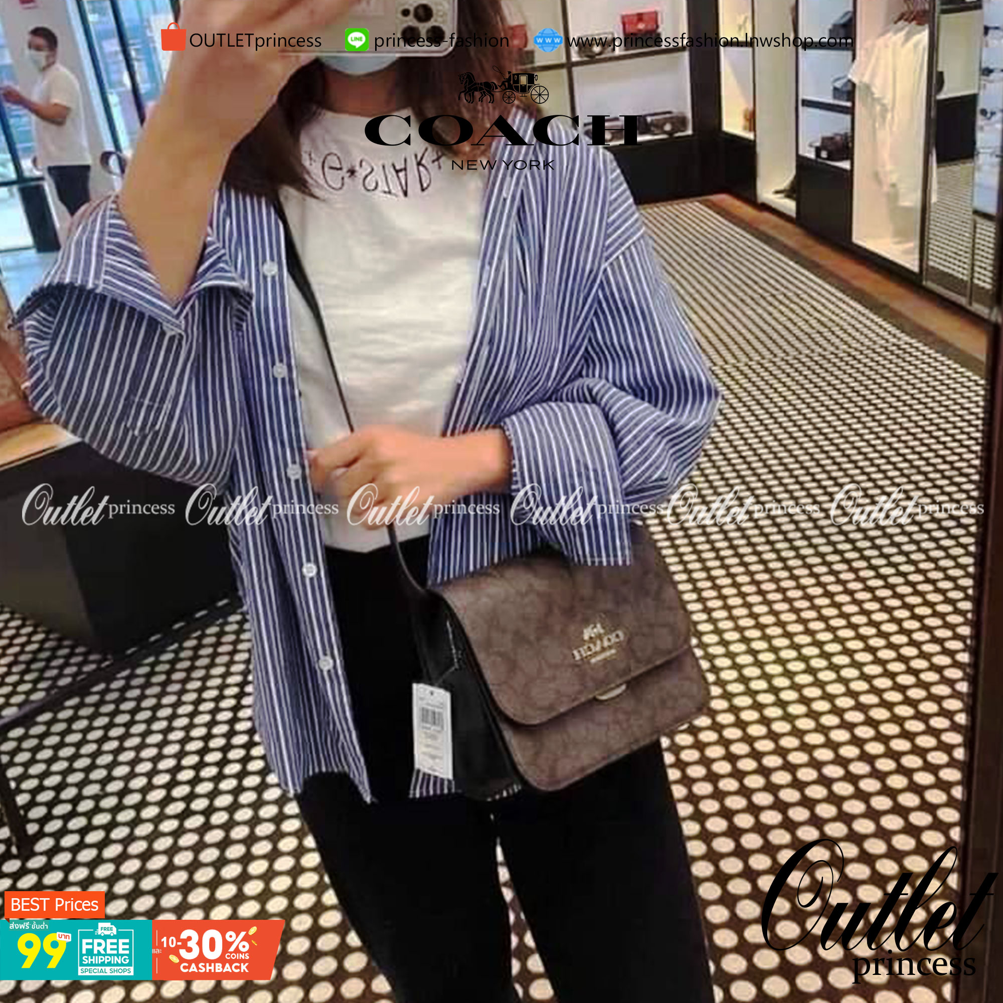 COACH BRYNN FLAP CROSSBODY IN SIGNATURE CANVAS (COACH C5633)🍁สวยหรู ทะลุ เกินเบอร์มาก//กระเป๋าสะพายข้าง หรือจะถือเป็นครัชก็เก๋แบบเลิศๆ>> มีสายยาวถอดได้ ปรับระดับได้ //วัสดุหนังแคนวาส ตกแต่งดีเทลหรูด้วยหนังแท้ และอะไหล่สีทอง งานสวย คมกริบ //เ