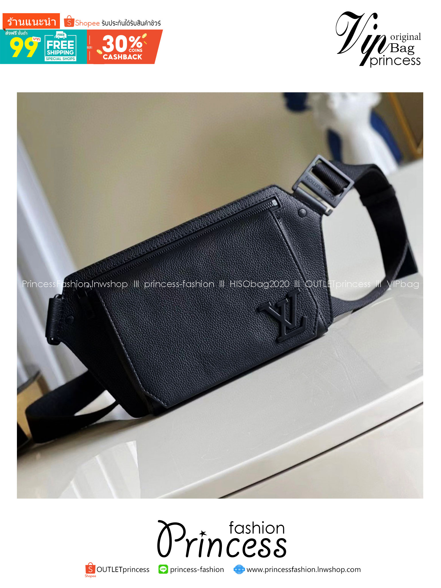 LV Takeoff Sling Bag Black grained leather / LV Belt Bag กระเป๋าสะพาย/คาดอก หนังแท้ ดีไซส์ร่วมสมัย สีดำสุดคลาสสิก สง่างามตลอดกาล มีไว้ไม่มีเอาท์ ท่านชายควรมีมากค่ะ เกรดท็อป ออริ เทียบแท้ 1:1 เกรดดีสุด