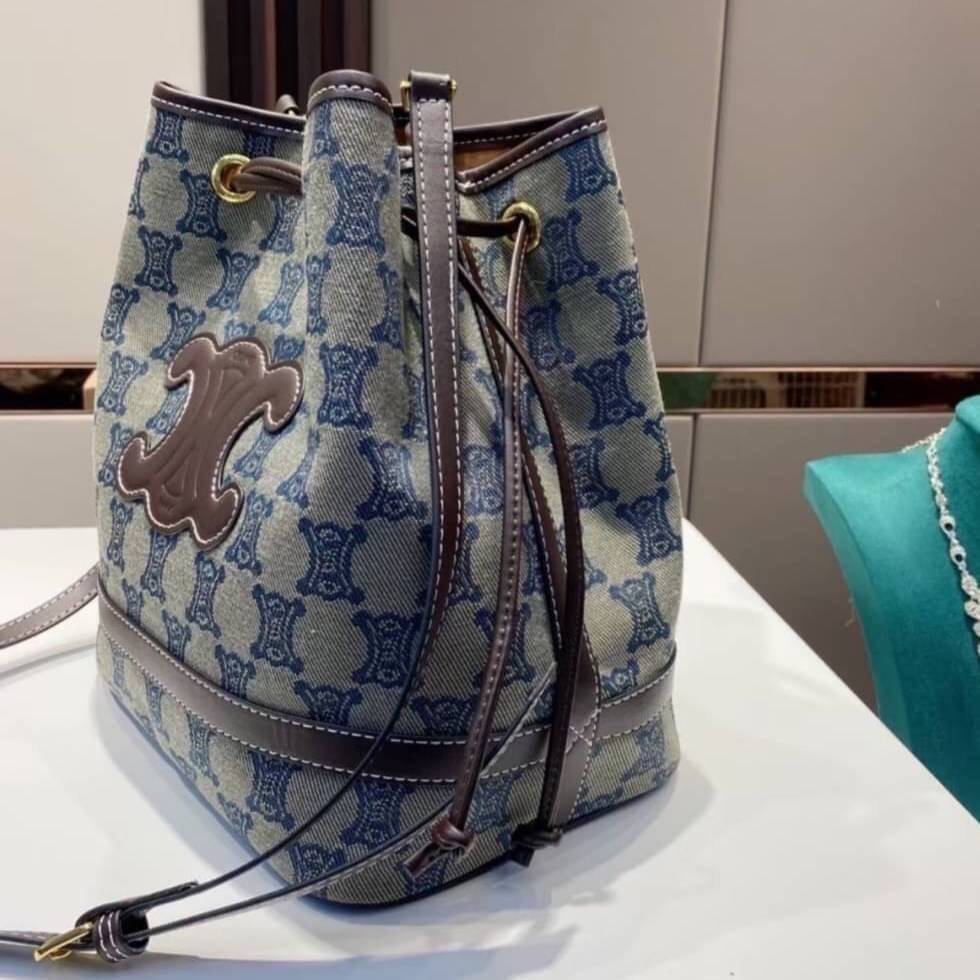 CELINE a monogram canvas bucket bag Size 10”