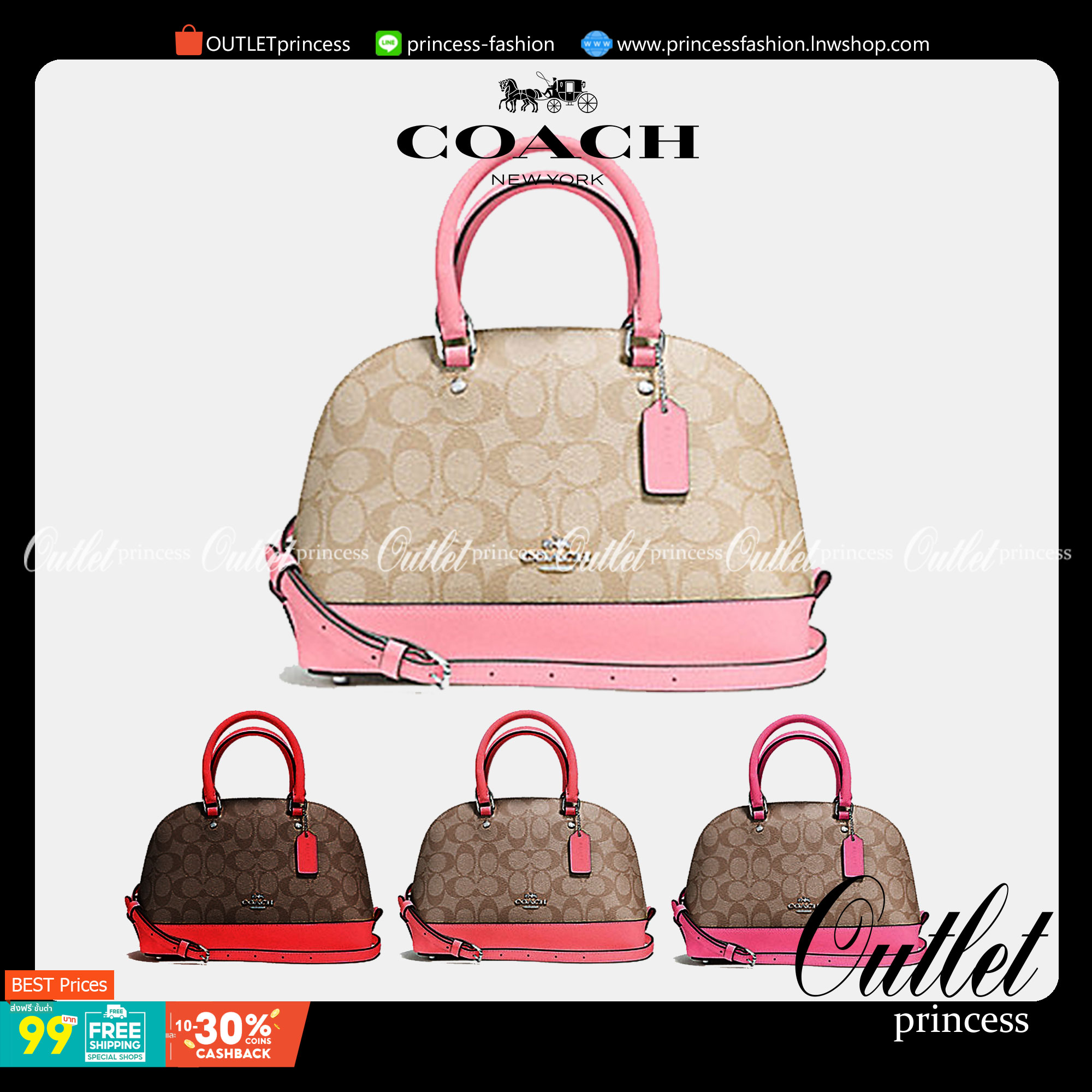 Coach Mini Sierra Signature กระเป๋าถือทรงโดม ภายในกว้างสามารถใส่กระเป๋าเงินเล็ก และมือถือได้ และยังมีช่องซิปเล็ก 1 ช่อง ด้านหลังมีกระเป๋าเล็กเก็บบัตร 1 ช่อง ใครยังไม่มีพลาดไม่ได้แล้วนะคะ