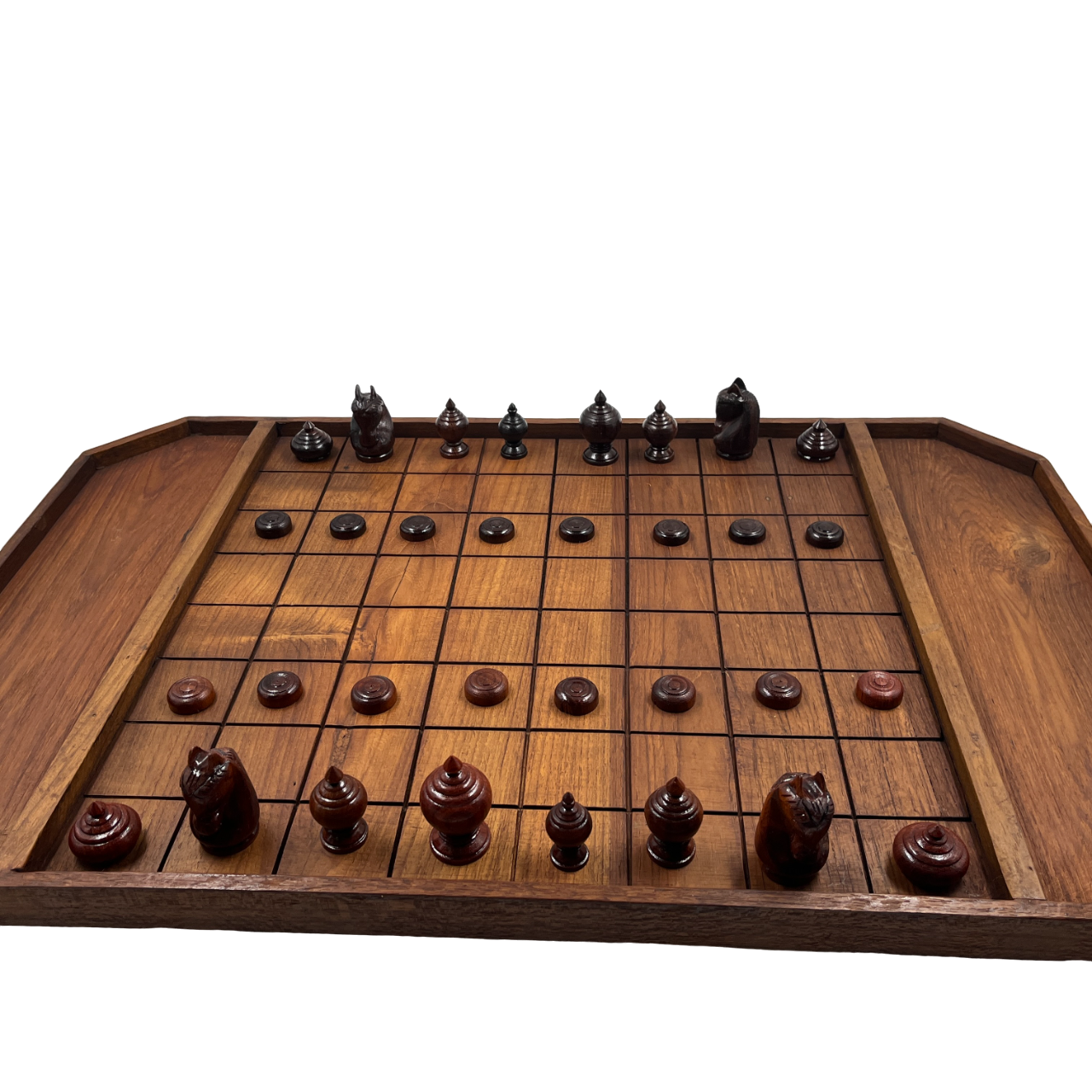 ชุดหมากรุกไทยกระดานไม้ช่อง 5.5x5.5ซม..พร้อมตัวหมากชุดพลราม