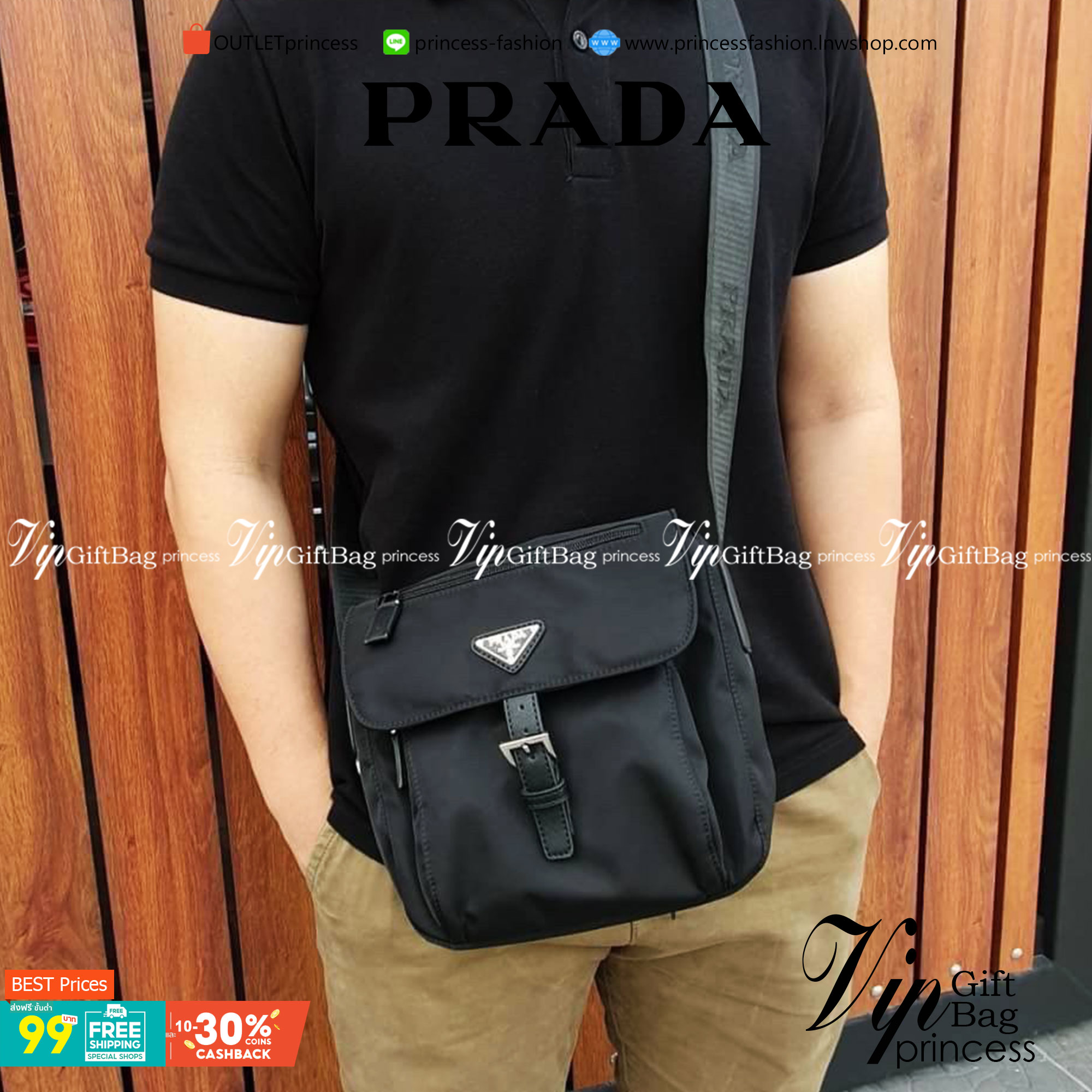 พร้อมส่งรุ่นขายดี กับงานพรีเมี่ยมกิ้ฟแบรนด์ดังอย่าง PRADA ทรง MESSENGER ทรงยอดฮิต สำหรับท่านชาย เนื้อผ้า Nylon มาพร้อมกับทรงสูง ใส่ ของได้หลากหลาย ขนาดกำลังดี เปิดปิดด้านหน้าด้วยตัวล็อคเข็มขัด ด้านในเปิดปิดด้วยซิป อะไหล่สีเงินทั้งใบ จะซื้อใช้เองหรือบมอบเป