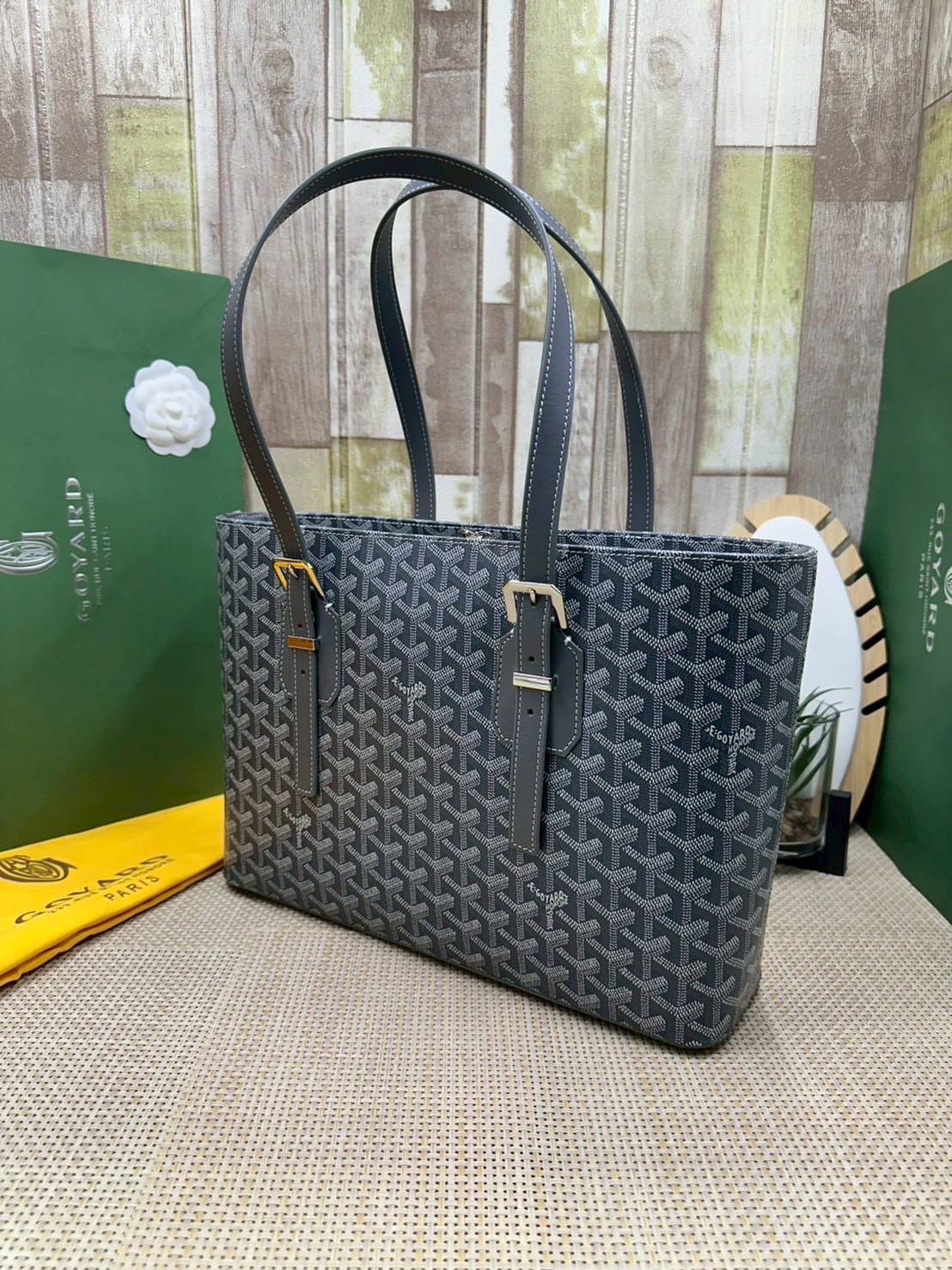 7 สี ORI หนังแท้ | GOYARD Goyardine Sac Marie Galante 35cm / Goyard Tote Bag กระเป๋าสะพายทรงโท้ท พร้อมหูจับใช้งานง่าย ภายในโล่งกว้าง หรูหราลงตัว