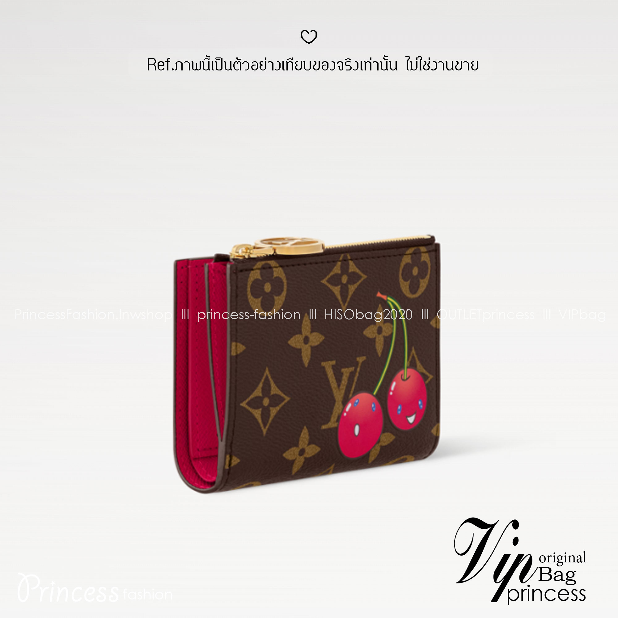 ORI หนังแท้ | LV x TM - Lisa Wallet Cherry Monogram กระเป๋าสตางค์ลิซ่า กระเป๋าสตางค์ใบเล็กรุ่น Lisa ดีไซน์ใหม่จาก Murakami กระเป๋าสตางค์เปี่ยมชีวิตชีวาและใช้งานได้หลากหลาย