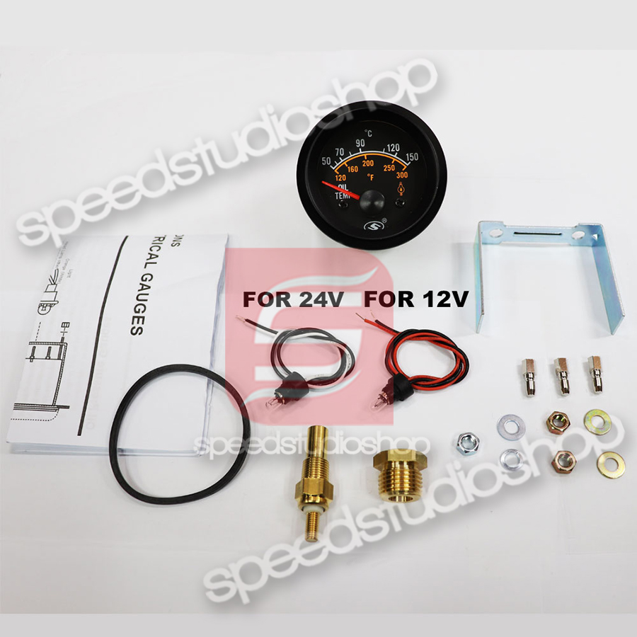 เกจ์วัด เกจวัด ความร้อนน้ำมันเครื่อง วัดความร้อนเครื่อง อุณหภูมิน้ำมันเครื่อง Oil temperature ใช้ได้ทั้ง 12V/24V ขนาด 2 นิ้ว