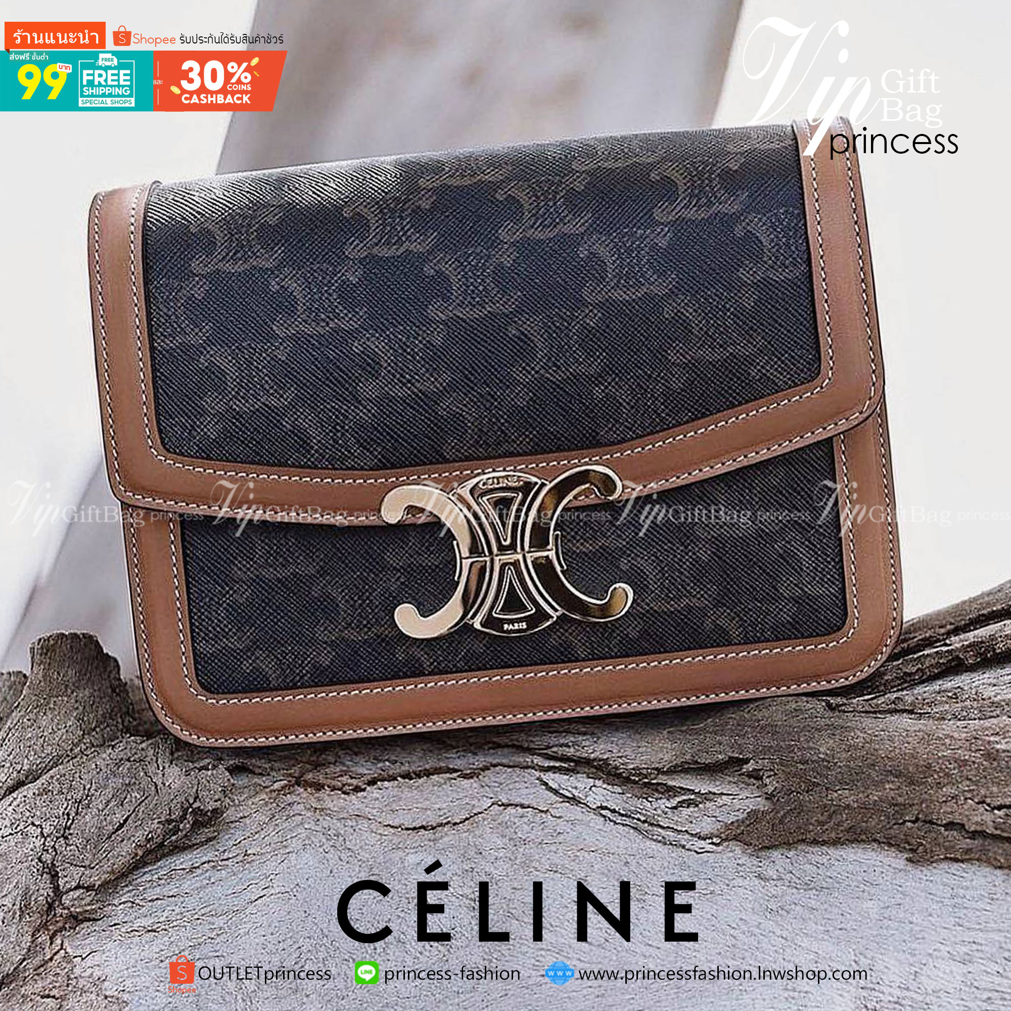 CELINE TRIOMPHE CROSSBODY BAG VIP GIFT WITH PURCHASE-GWP พรีเมี่ยมกิ๊ฟ Limited Edition จาก CELINE PERFUME DUTY FREE COUNTER วัสดุ TRIOMPHE CANVAS & LEATHER