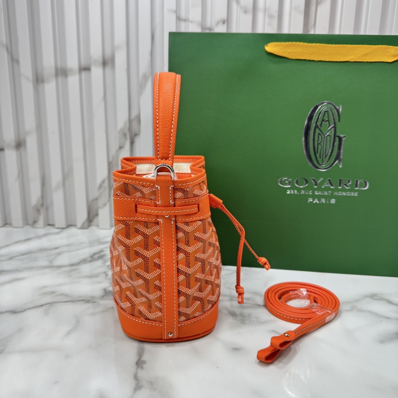 RI หนังแท้ | Goyard Petit Flot Mini bucket bag กระเป๋าสะพายทรงบัคเก็ต ไซส์มินิ ดูผู้ดีในตัว วัสดุหนังแคนวาสพิมพ์ลายสวยคม