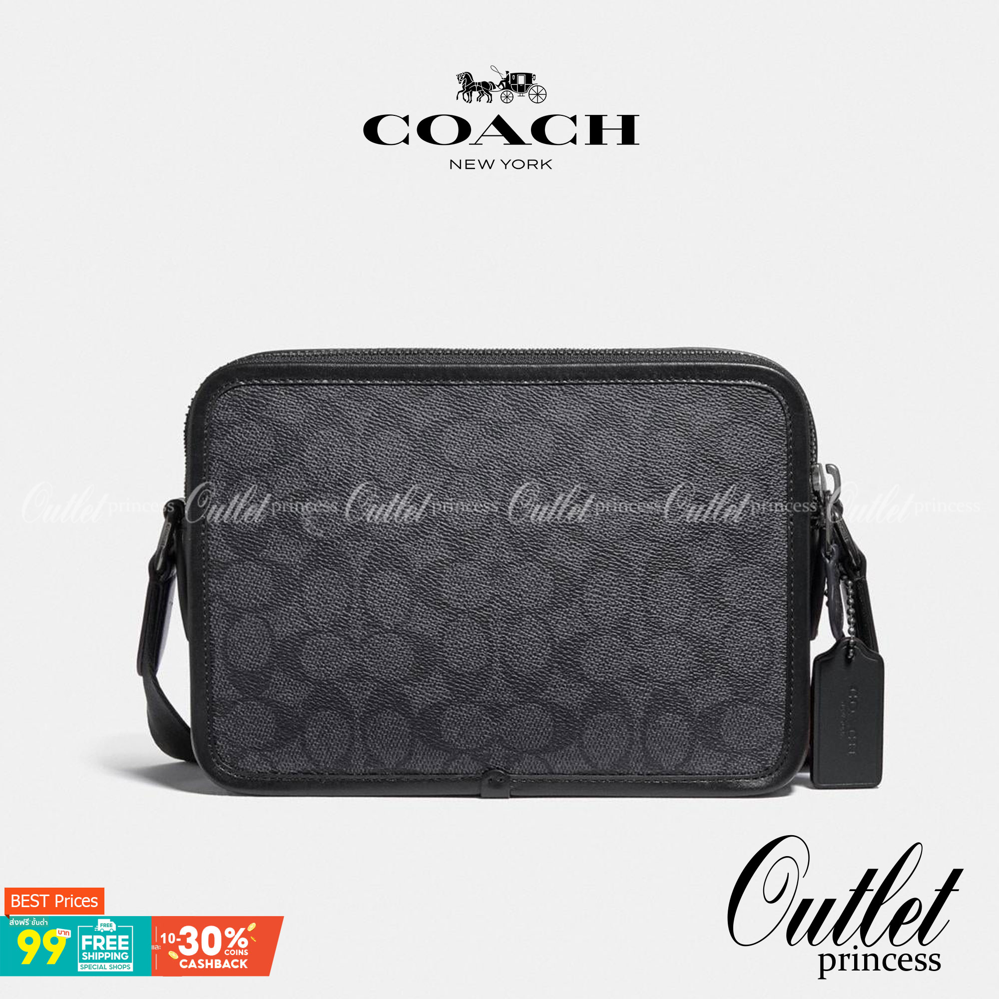 CHARTER CROSSBODY 24 IN SIGNATURE CANVAS (COACH C5341) 😎😎 กระเป๋าสะพายข้าง ไอเท็มยอดฮิตทรงหล่อ เรียบหรู ดูดี เป็นรุ่นที่หนุ่มตามหากันเยอะมาก วัสดุหนังแคนวาสสลับหนังแท้ เปิด-ปิดด้วยซิป 2 ช่อง มีช่องแยกใส่ของเป็นสัดส่วน สะพายไปเที่ยวหรือทำงา