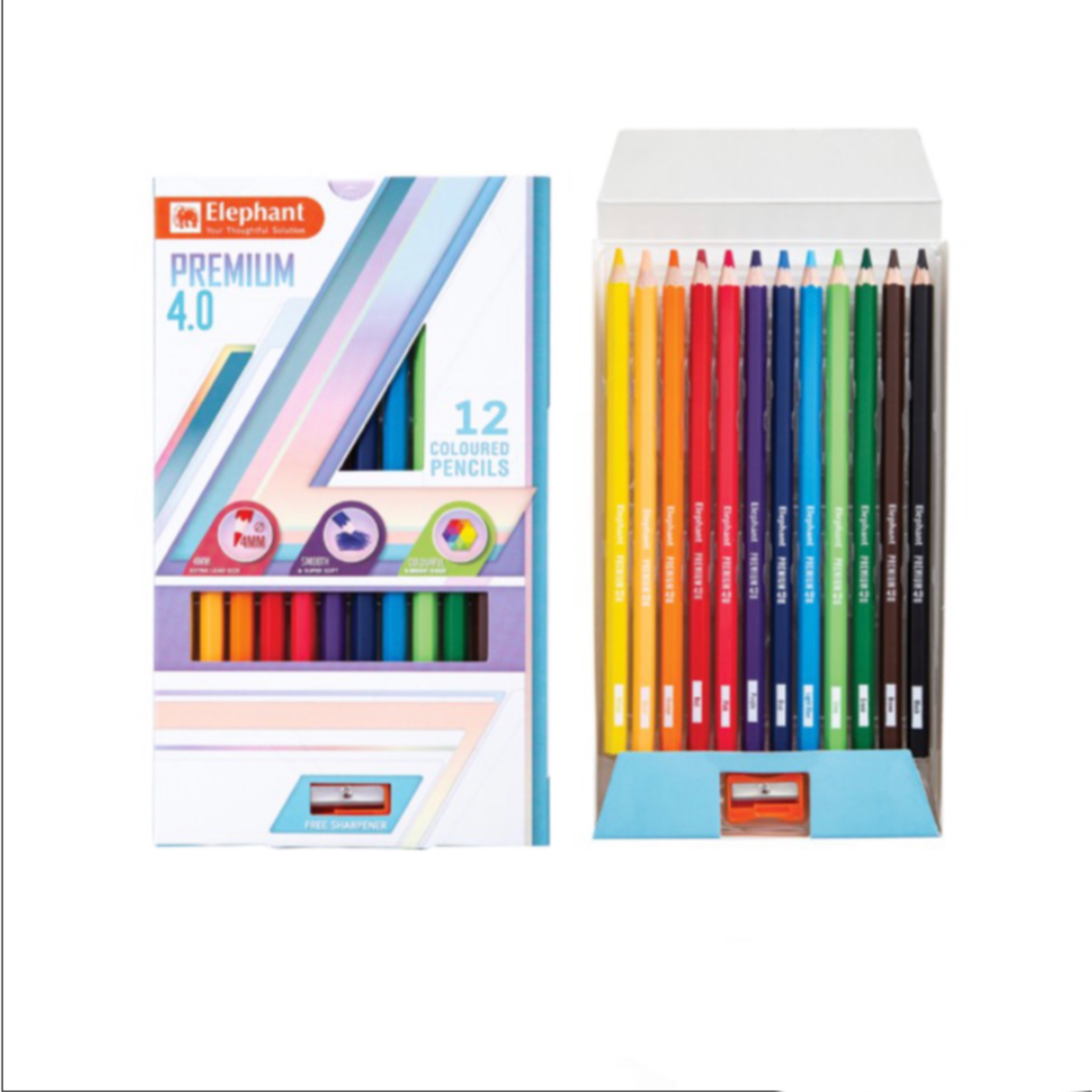 สีไม้ยาว 12สี ตราช้าง พรีเมี่ยม 4.0