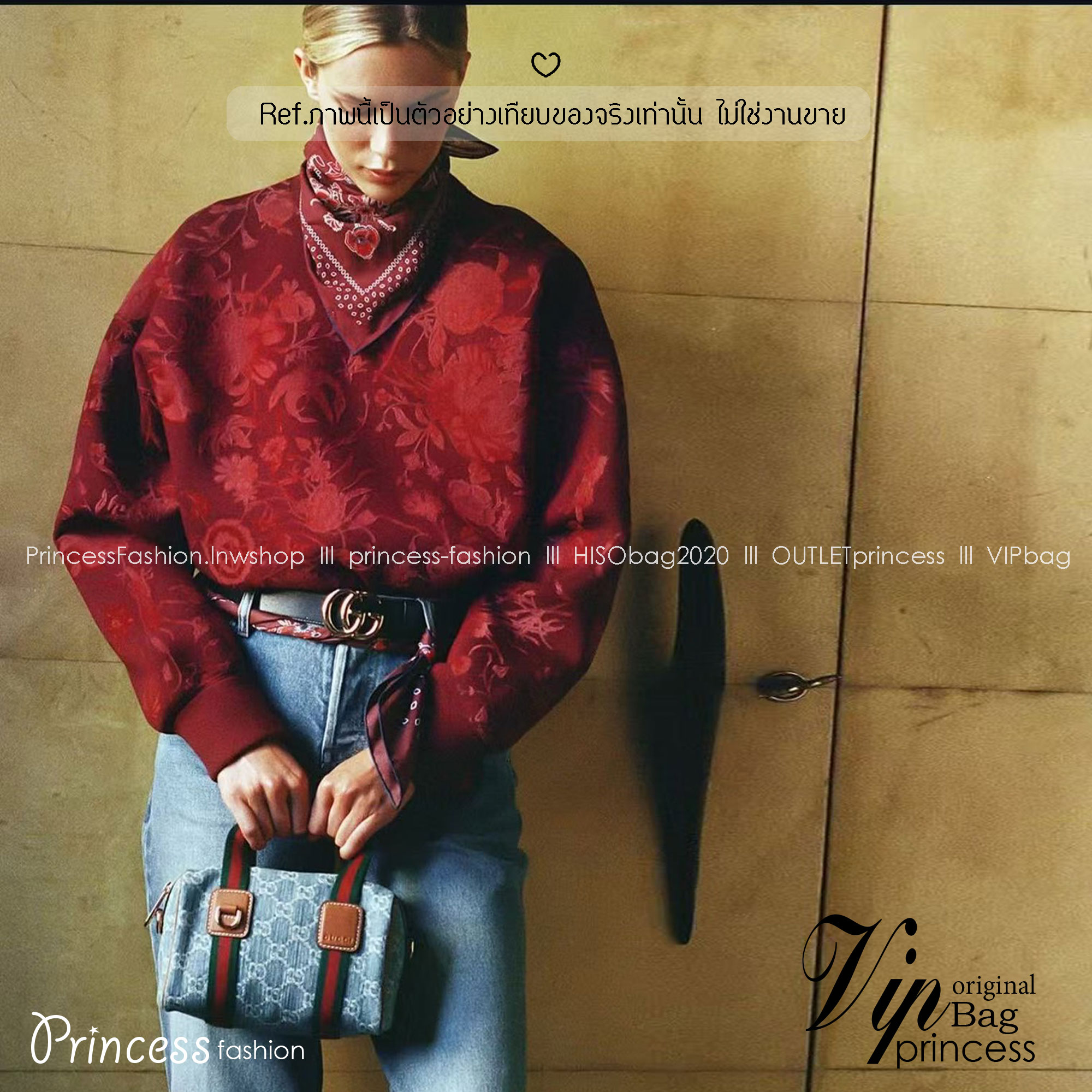 ORI หนังแท้ | Gucci Mini GG handbag denim กระเป๋าสะพายทรงหมอนไซส์มินิ คอลใหม่ดีไซน์เดนิมสวยมาก ตีความรูปทรงกระเป๋าบอสตันโฉมใหม่