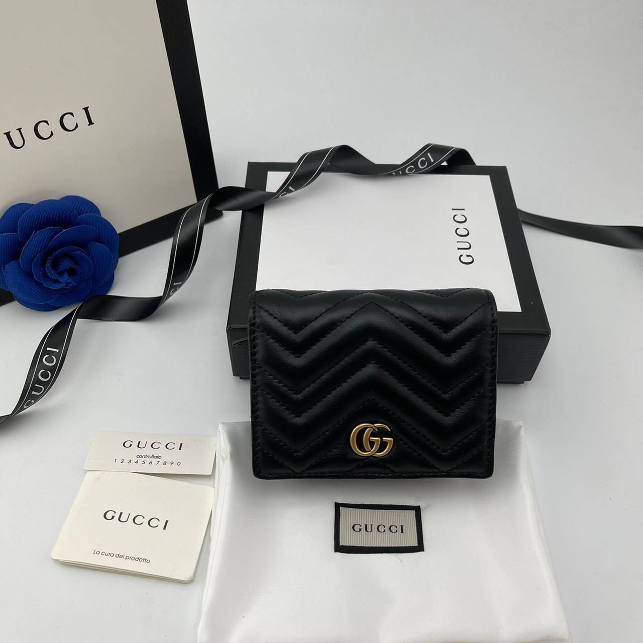 พรีเมี่ยมกิ๊ฟแท้ 100% 】พร้อมส่งที่ไทย!! ที่นี่ที่เดียว GUCCI GG MARMONT CARD CASE WALLET งานหนังแท้ มีจำนวนจำกัด fullboxset