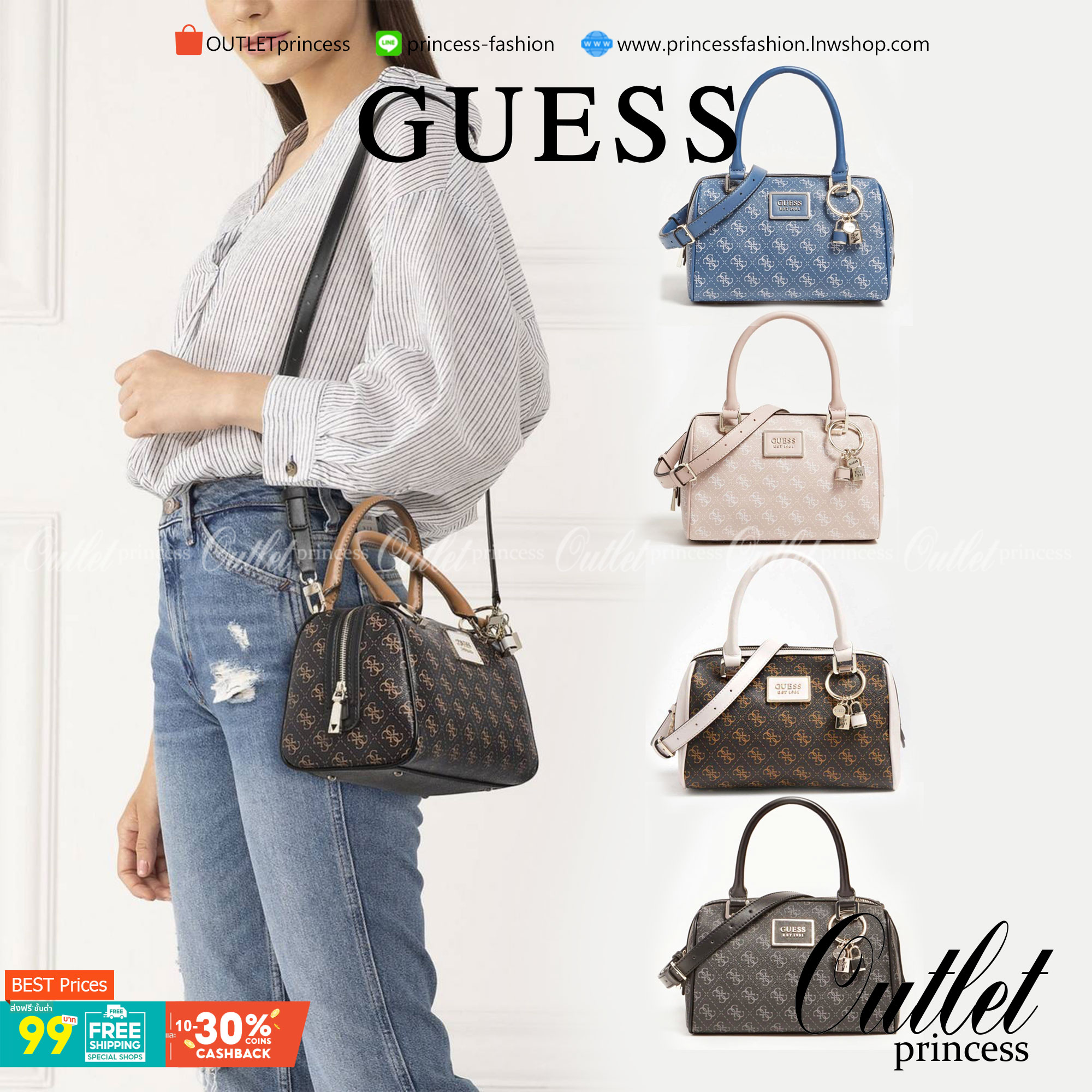 Guess Handbag with Small Shoulder Strap Tyren SG796605 New collection!! Guess ทรงหมอน ขนาดเล็ก ลายซิกเนเจอร์แบรนด์ ทรงหมอนยอดฮิต มีให้เลือก 5 สี สีสวยคลาสสิก เข้ากับง่ายกับทุกชุด ปิด/เปิด ด้วยซิป ภายในโล่งกว้าง แยกเป็นสัดส่วนใช้งาน ซับในตราแบรนด์ ใส่กระเป