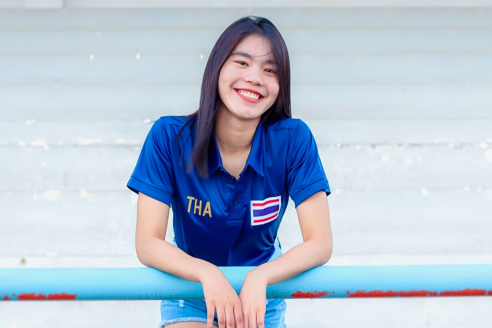เสื้อกีฬาชาย เสื้อกีฬาคอปก THAILAND สีกรมท่า(ผ้ามัน)