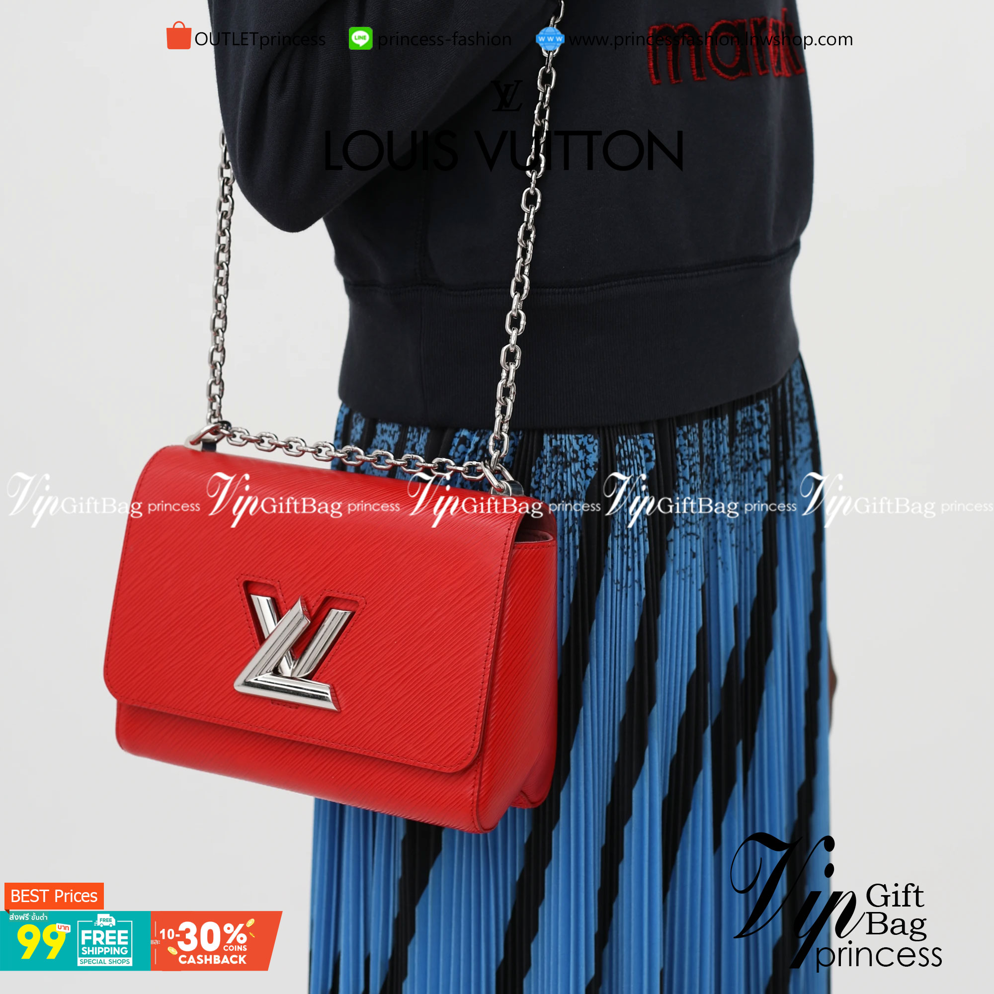 VIP 】หนังแท้ LOUIS VUITTON Epi Twist Shoulder Bag MM 4 สี พร้อมส่งที่ไทย