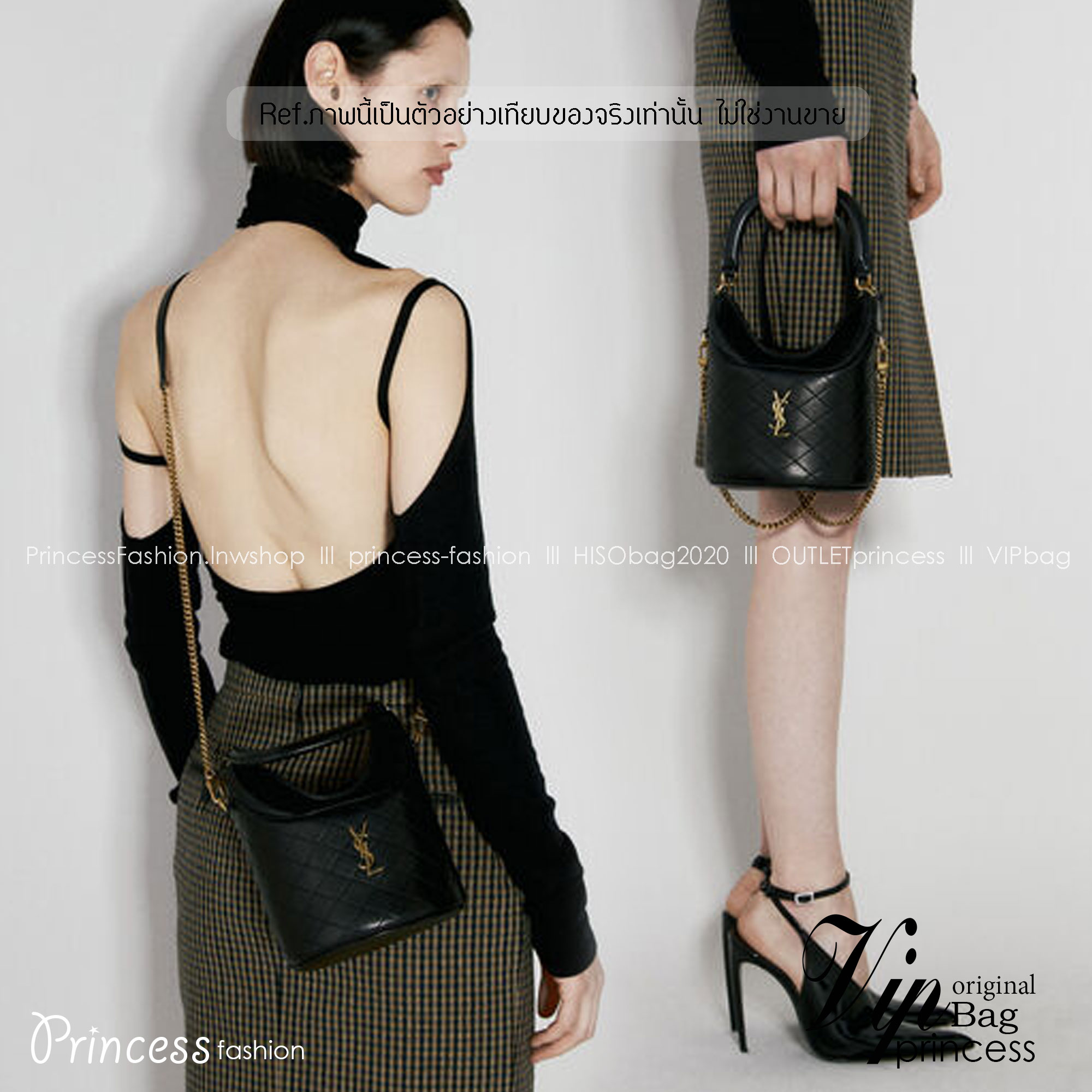 YSL mini Gaby lambskin bucket bag กระเป๋าสะพายทรงถัง งานหนังเต็มใบ สีดำอะไหล่ทองสวยคลาสสิก 🧡เกรดวีไอพี ไฮเอน