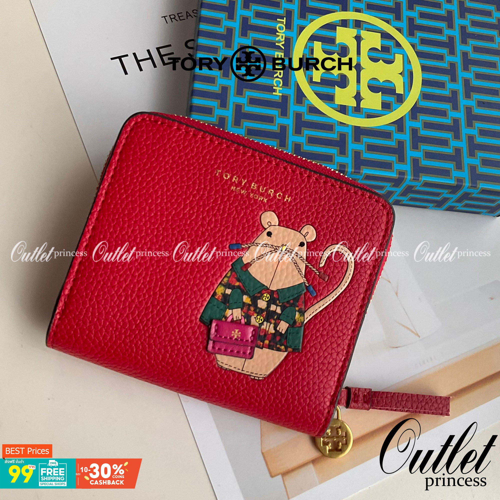 TORY BURCH LEATHER SMALL WALLET คอลเลคชั่นปีชวดจาก Tory มาในแบบกระเป๋าสตางค์ทรงสั้น เปิดใช้งาน2ด้าน มีทั้งด้านช่องซิปใส่เหรียญ และอีกด้านที่ใส่การ์ดได้มากถึง8ใบ มีช่องใส่ธนบัตร ภายในแต่งสี multi-color ดูมีสีสัน วัสดุ Simulation leather นิ่มสบายมือมีความเป
