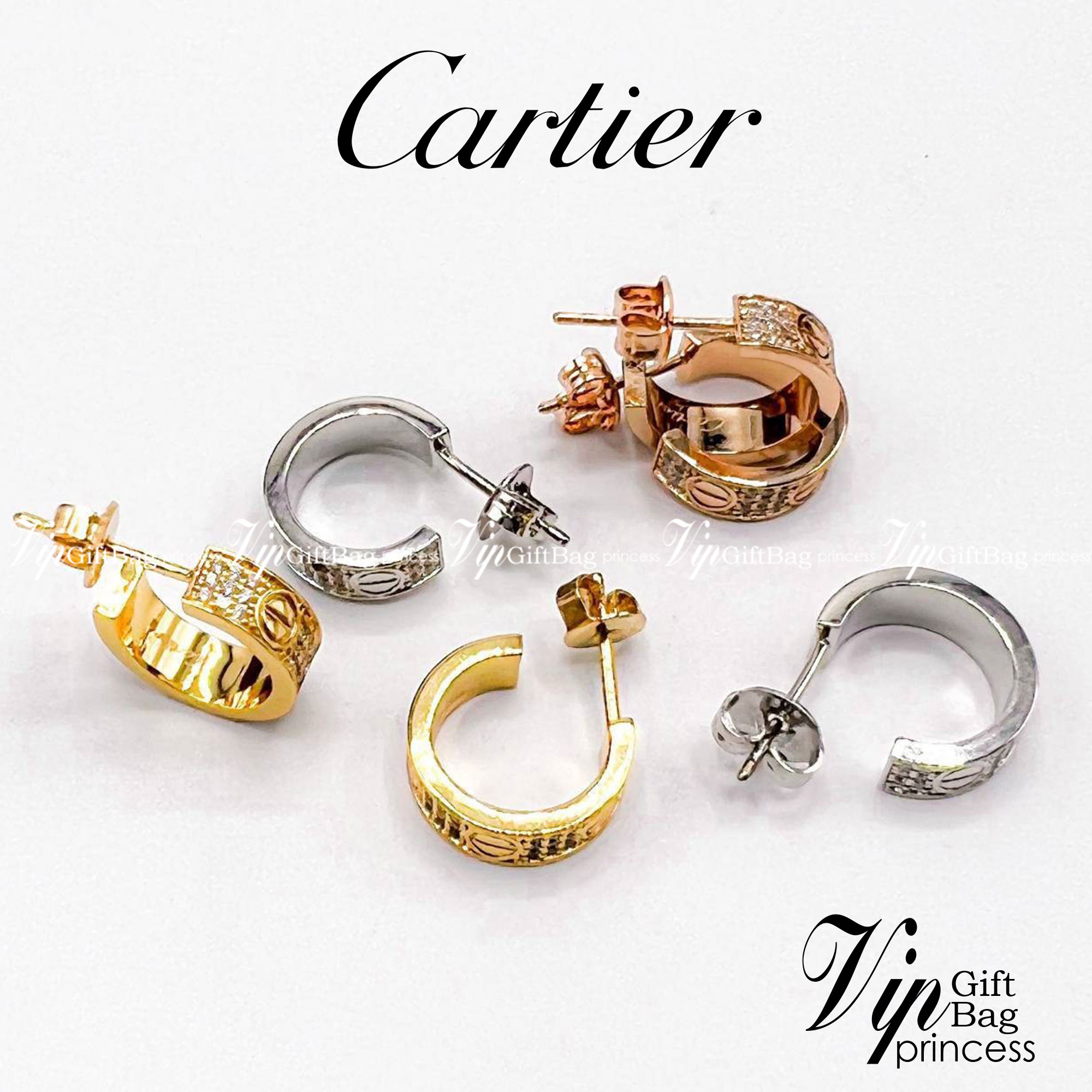 CARTIER LOVE EARRINGS ต่างหูคาเทียร์ งานดีสุดเกรดออริจินิล วัสดุคุณภาพดี ไม่ลอกไม่ดำ พร้อมกล่องหนาตามแบบปั้มลายแบรนด์ ภาพสินค้าถ่ายจากงานขายจริง ใช้งานต่างประเทศได้