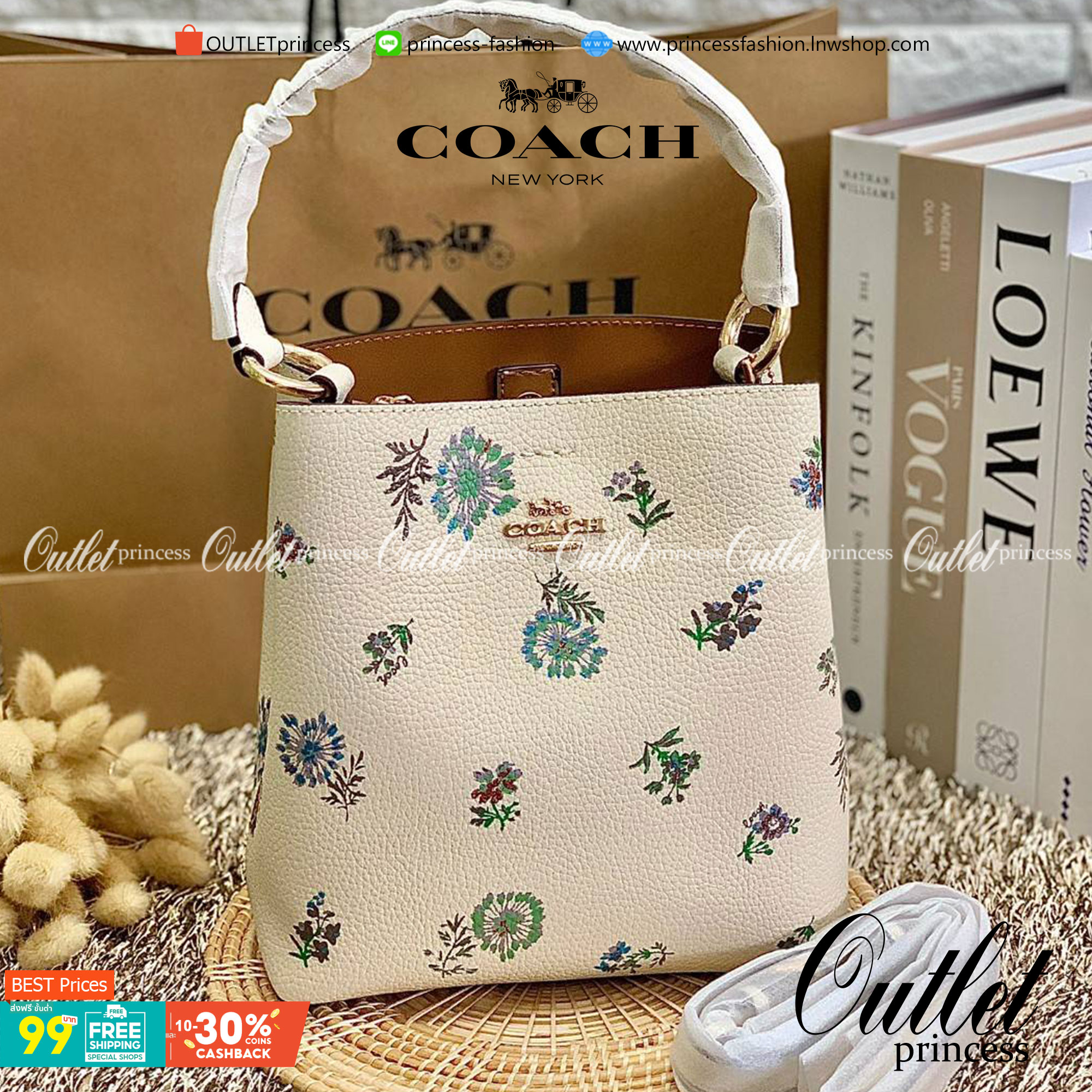รุ่นฮิต รุ่นขายดี รุ่นที่สาวๆต้องมีค่ะ!! COACH SMALL TOWN BUCKET WITH DANDELION PRINT ((2310)) พร้อมส่งที่ไทยอีกครั้ง ห้ามพลาดค๊าาา😘 กระเป๋าทรงถัง หนังแท้ลายหนังสวยนิ่มอย่างดีค่ะ!