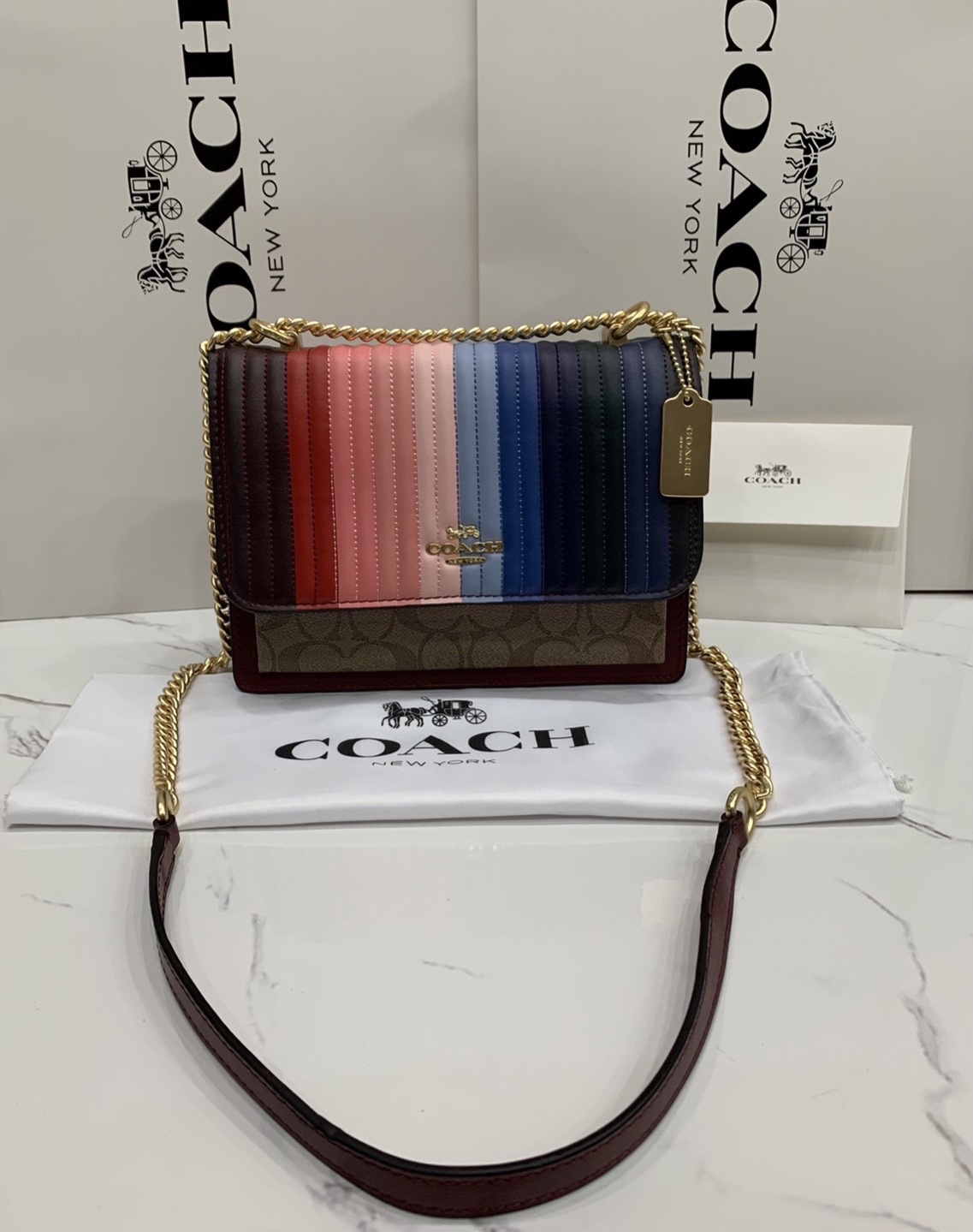 COACH KLARE CROSSBODY WITH RAINBOW LINEAR QUILTING (COACH C1446)