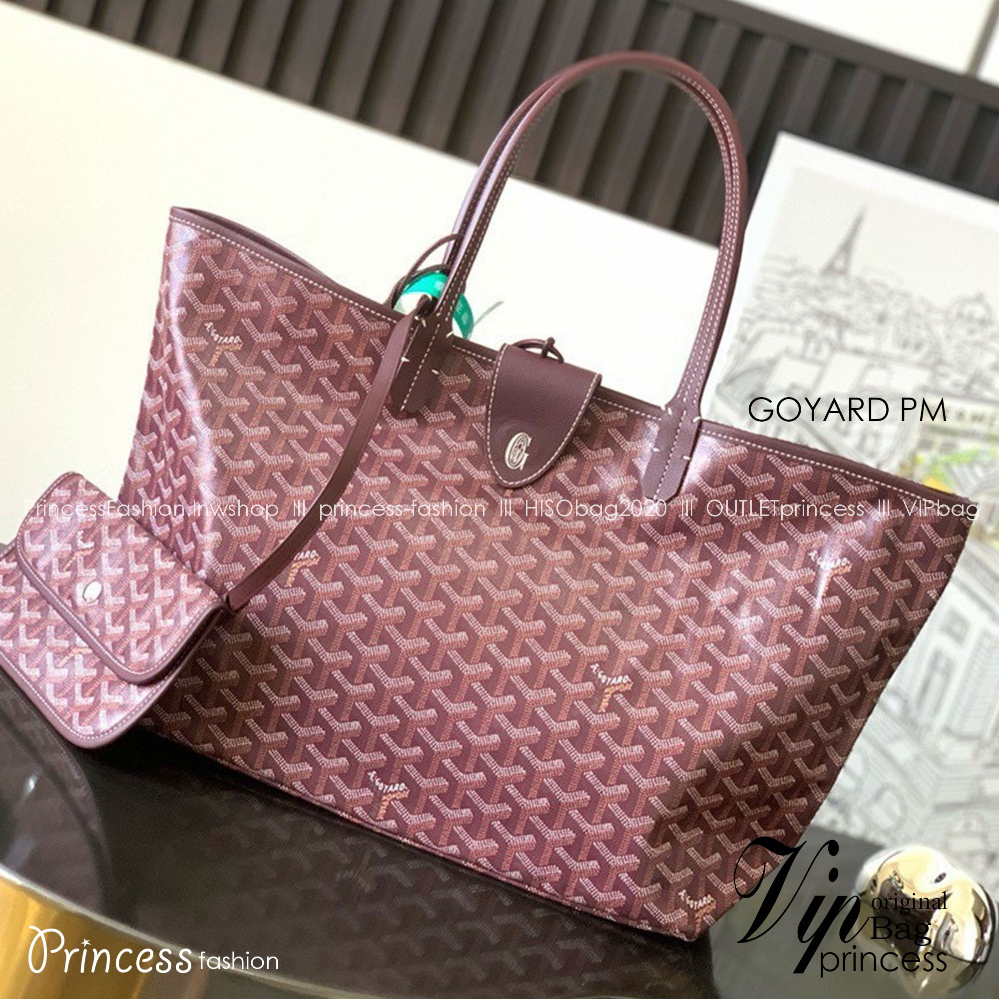GOYARD PM TOTE BAG กระเป๋าทรงโท้ทใบใหญ่ หนังแท้สวยเป๊ะ เกรดท็อปออริ สลับแท้ 1:1 เกรดดีสุด ใช้ต่างประเทศได้ ผ่านทุก ตม.