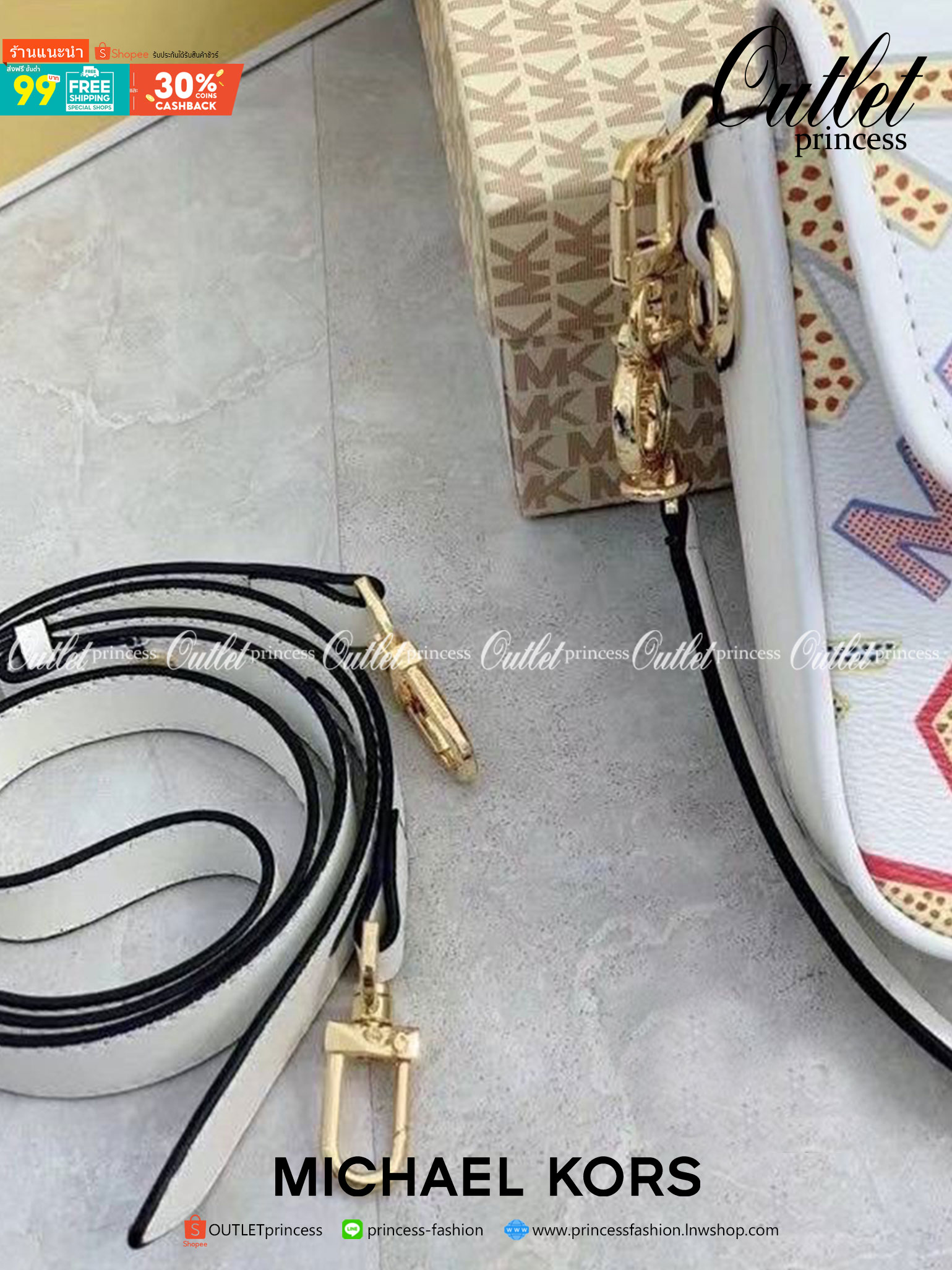 MICHAEL KORS CROSSBODY BAG กระเป๋าสะพายMK เปิดหน้า หนังพิมพ์ลายแบรนด์ มาพร้อมสายสะพาย2 สาย งานจริงสวยน่าใช้มากค่ะ