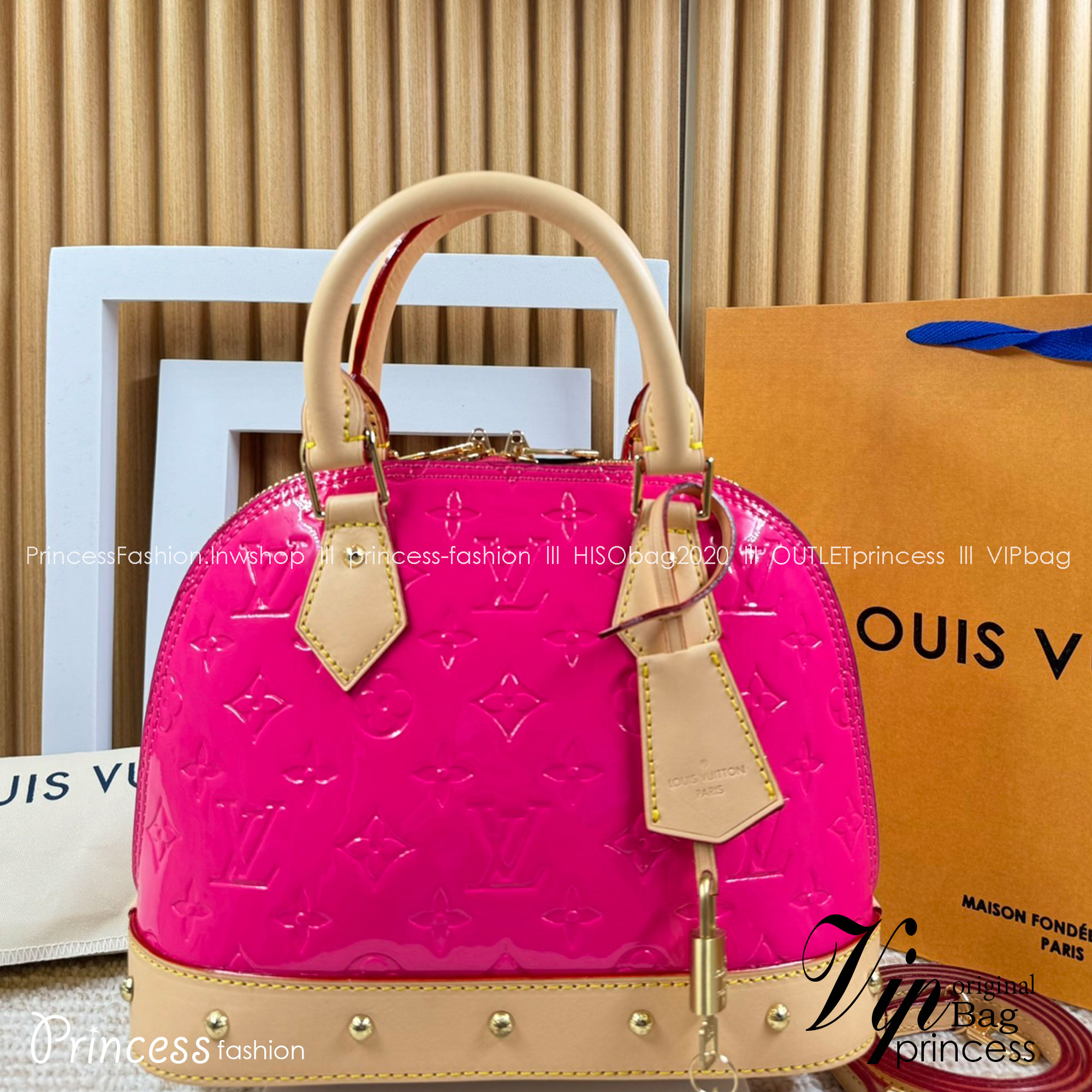 LV Alma BB Monogram Vernis Leather New Remix Colorful Chic and Yellow | Sky | Neon Pink กระเป๋าสะพายสีพาสเทล เกรดออริ สลับแท้ 1:1