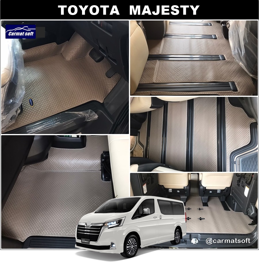 ยางปูพื้นรถยนต์ TOYOTA MAJESTY พรมกระดุมเม็ดเล็ก สีน้ำตาล เข้ารูป ตรงรุ่น เต็มคัน
