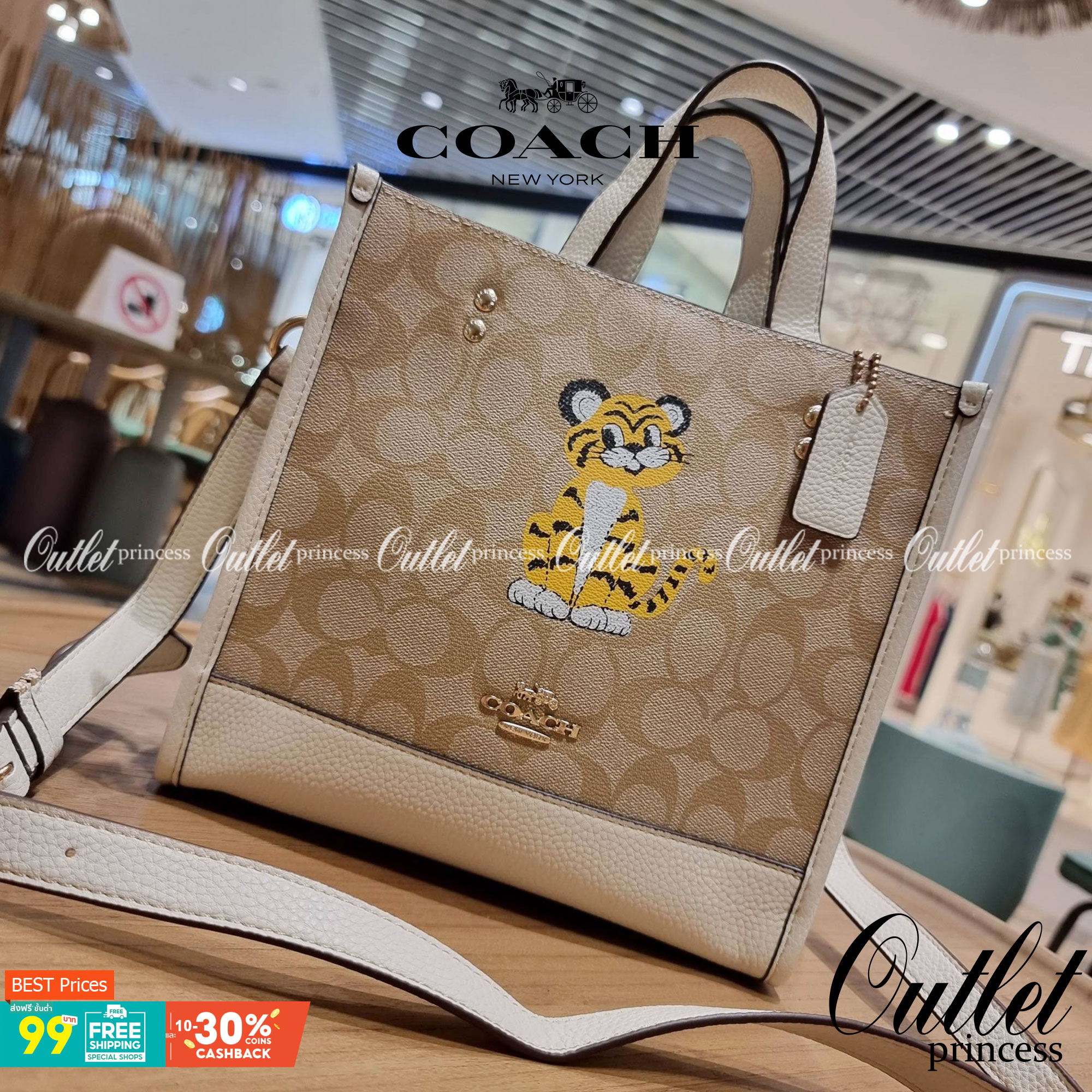 COACH C7001 DEMPSEY TOTE 22 IN SIGNATURE CANVAS WITH TIGER 🐯🐯 คอลเลคชั่นฉลองปีเสือต้องมาจ้า กับรุ่นคลาสสิค กระเป๋าทรงโท้ท ขนาดน่ารักน่าใช้มากๆ ดีไซน์น้องเสือจิ้มลิ้มดึงดูดสายตามากๆ ฟังก์ชั่นการใช้งานสะดวก มีทั้งสายคล้องในตัว และสายครอสบอดี