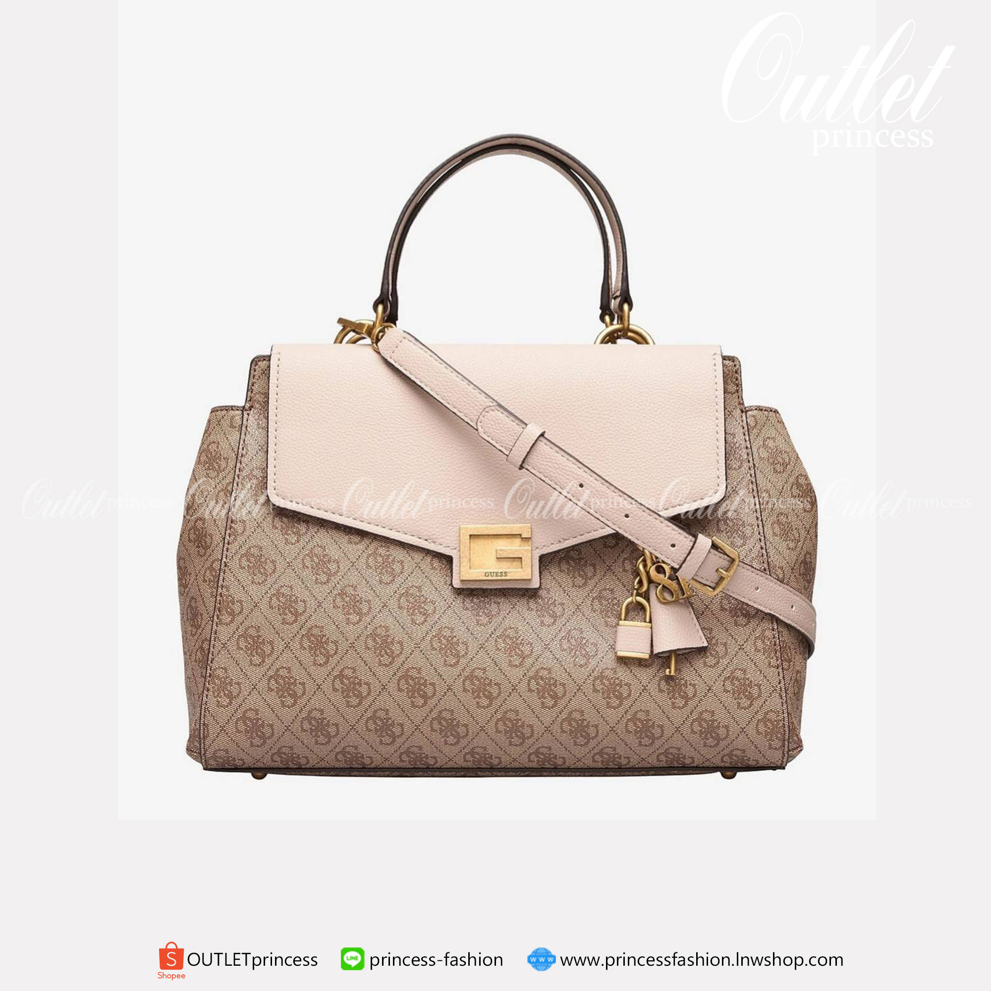 ของแท้ 100% NEW ARRIVAL!!! GUESS FACTORY VALY GIRFRIEND SATCHEL BAG กระเป๋าถือหรือสะพายรุ่นใหม่ล่าสุด Latte