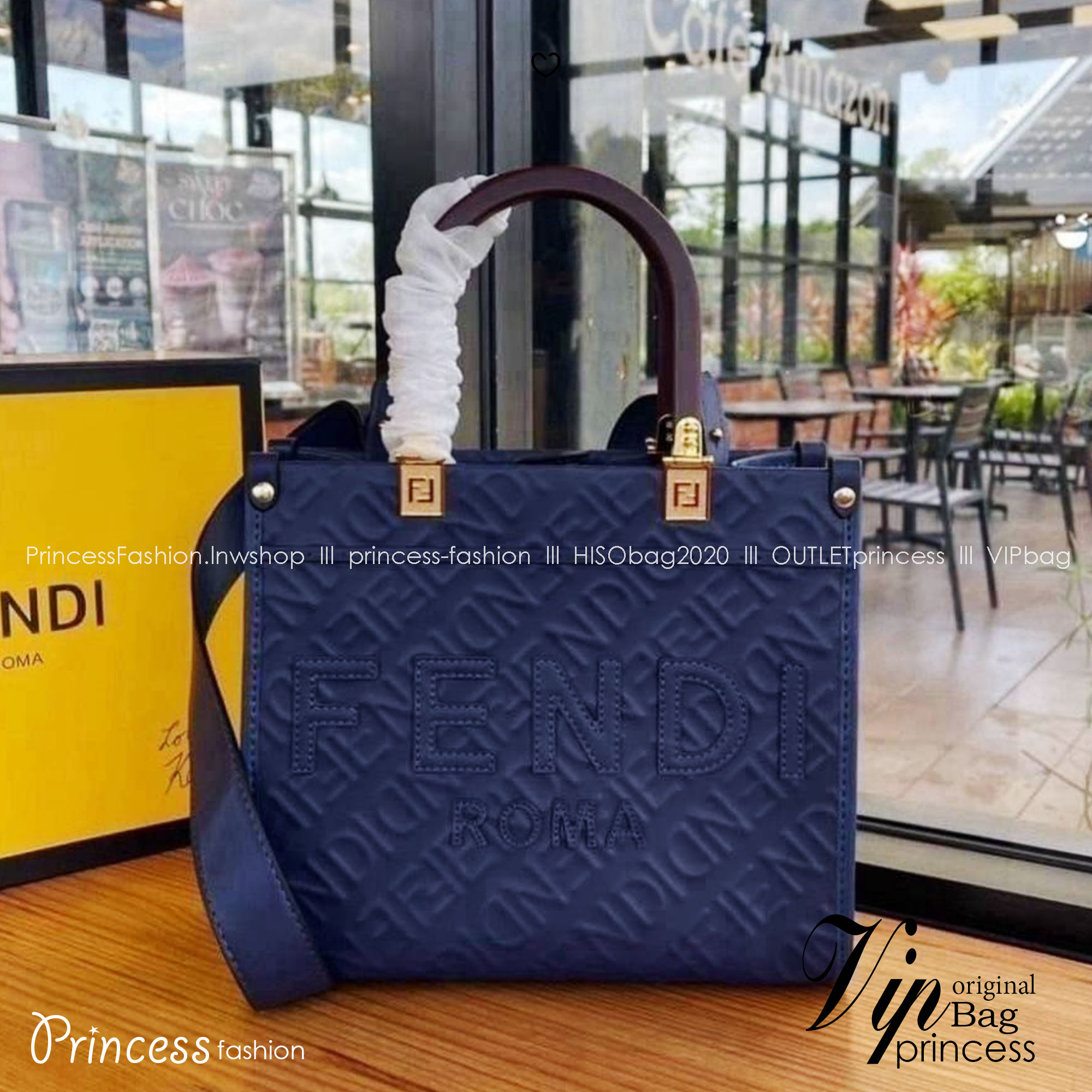 FENDI Sunshine Tote leather shopper Bag กระเป๋าทรงโท้ทงานหนังเต็มใบ สีใหม่สวยโดดเด่น ทรงตั้งสวยอยู่ทรง ปั้มลายแบรนด์เต็มใบ สวยหรูดูแพง