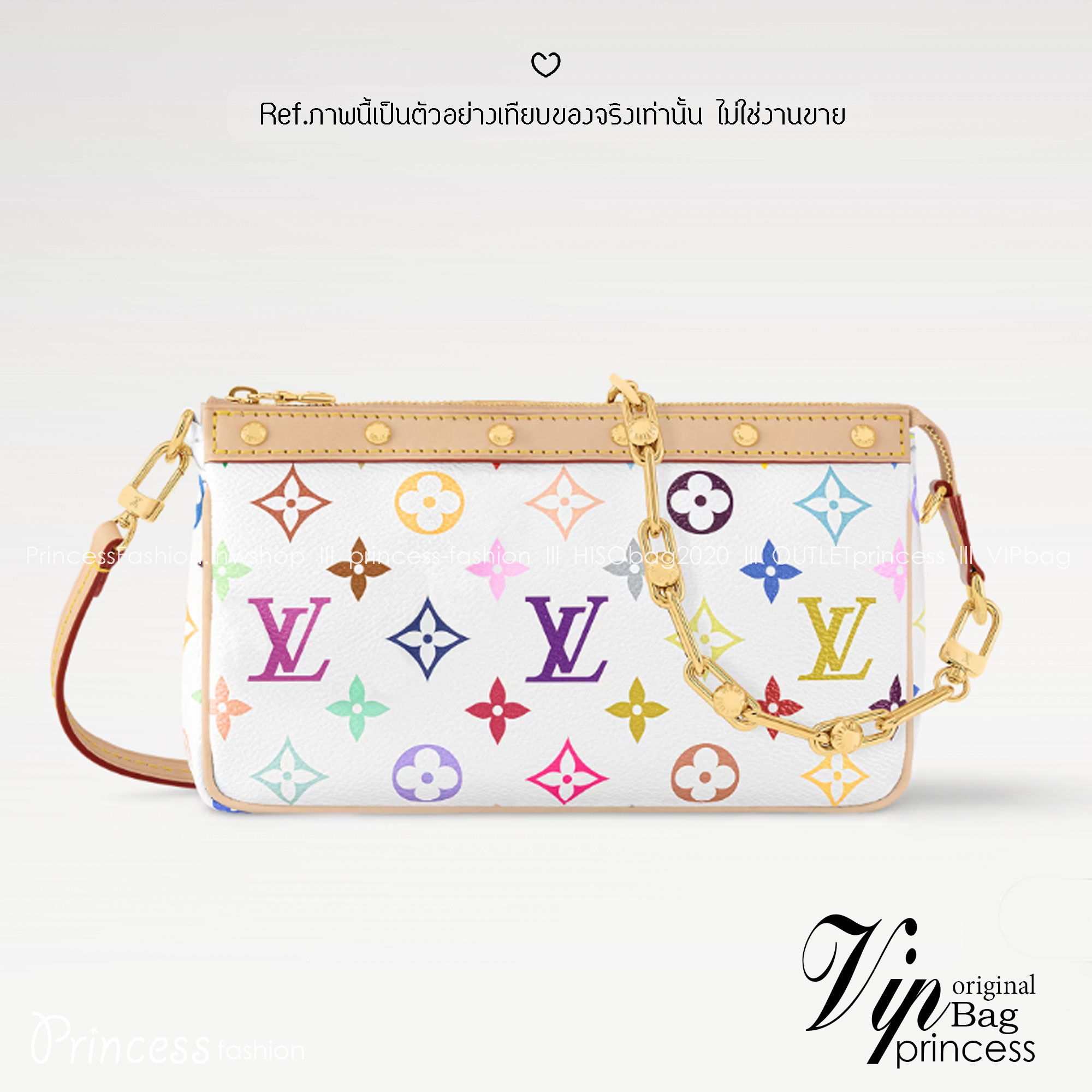 LV x TM Pochette Accessoires bag กระเป๋าถือทรงพอช พร้อมสายสะพายไหล่ได้ งานหนังแท้ สวยคลาสสิกมีชีวิตชีวา ปรับดีไซน์ให้ดูสนุกสนานด้วยลายโมโนแกรมหลากสี เป็นรุ่นที่สาวๆ ตั้งตารอ พร้อมส่งแล้ววันนี้ มีจำกัดน้าา