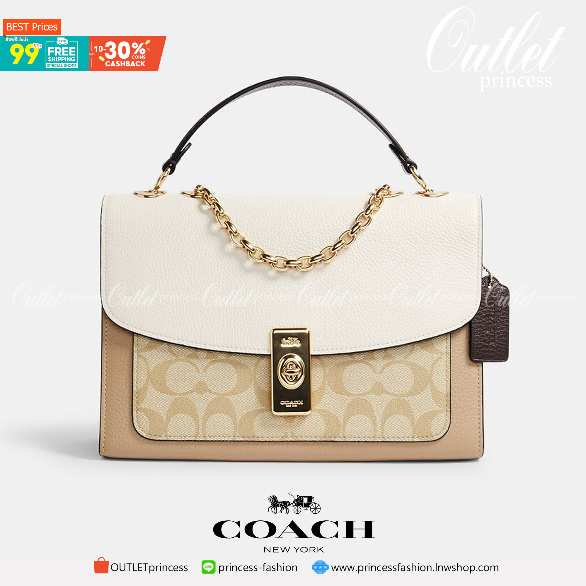 ของแท้ 💯% 】COACH C2174 LANE SHOULDER BAG IN COLORBLOCK SIGNATURE CANVAS หรูสุดต้องใบนี้นะน้องนะ ไอเท็มใหม่ล่าสุด กระเป๋าสะพายสายคุณหนู ดูหรูและคลาสสิค สายสะพายโซ่อะไหล่ทองขับผิว วัสดุหนัง pepble ตัดกับหนังแคนวาสเป็นดีไซน์คัลเลอร์บล็อค