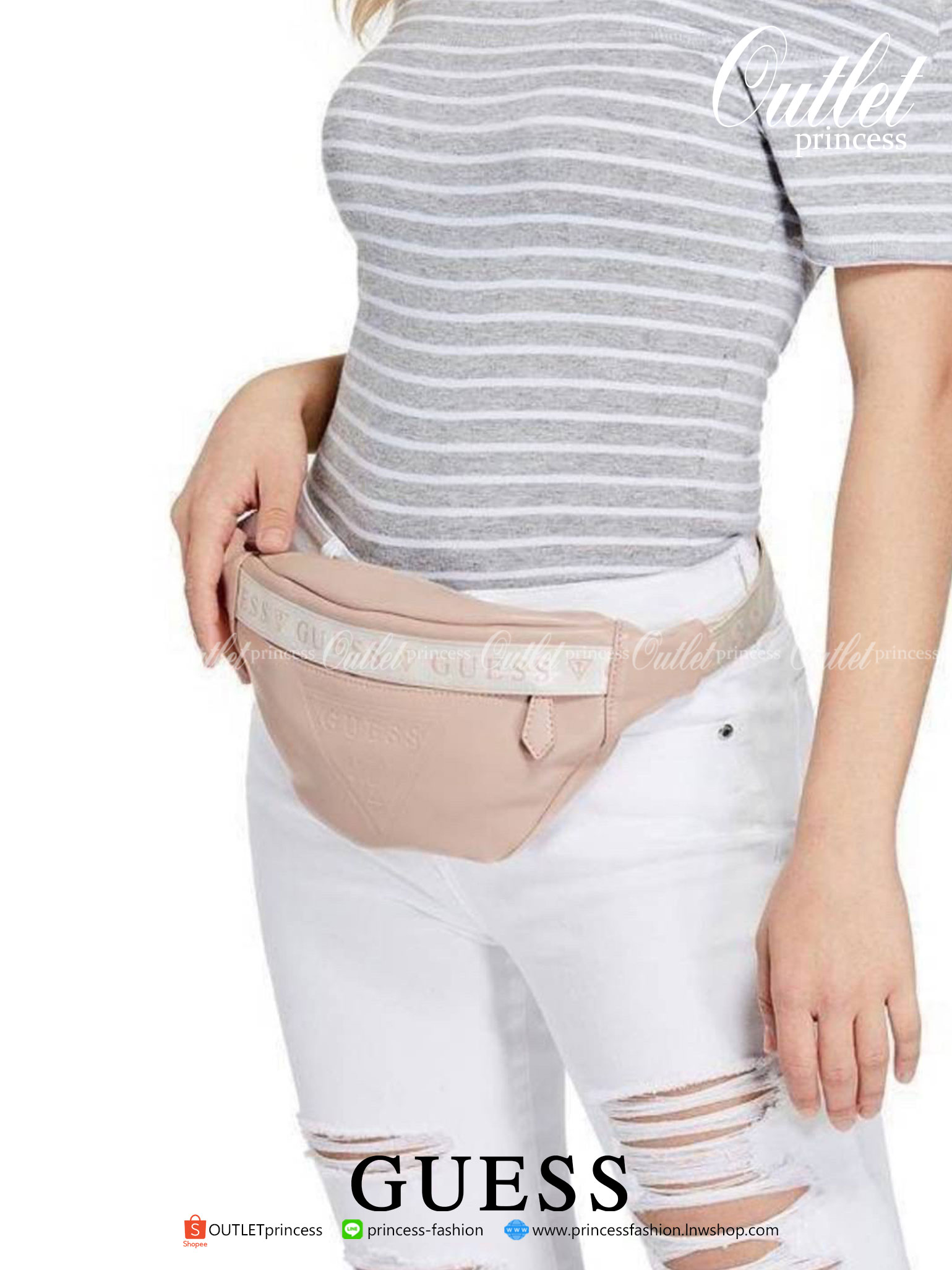 GUESS GESABEL GYM FANNY PACK กระเป๋าหนังคาดเอว/อก