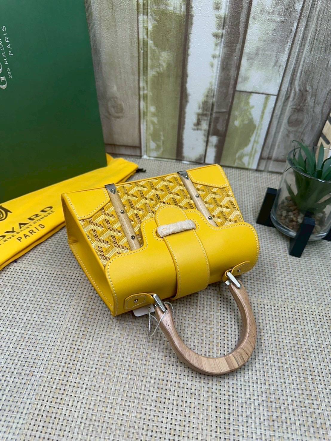10 สี ORI หนังแท้ | GOYARD Saïgon Souple Mini Bag 20cm กระเป๋าถือ/สะพายดีไซน์หูจับไม้เป็นเอกลักษณ์ที่สวยหรูหราสง่างาม